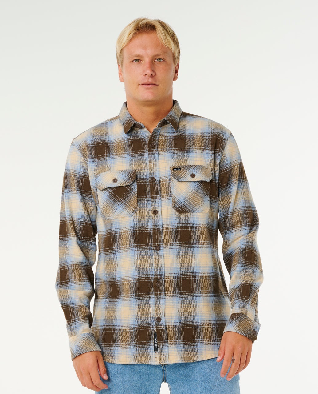 Rip Curl Count Flannel Shirt Brown Blue