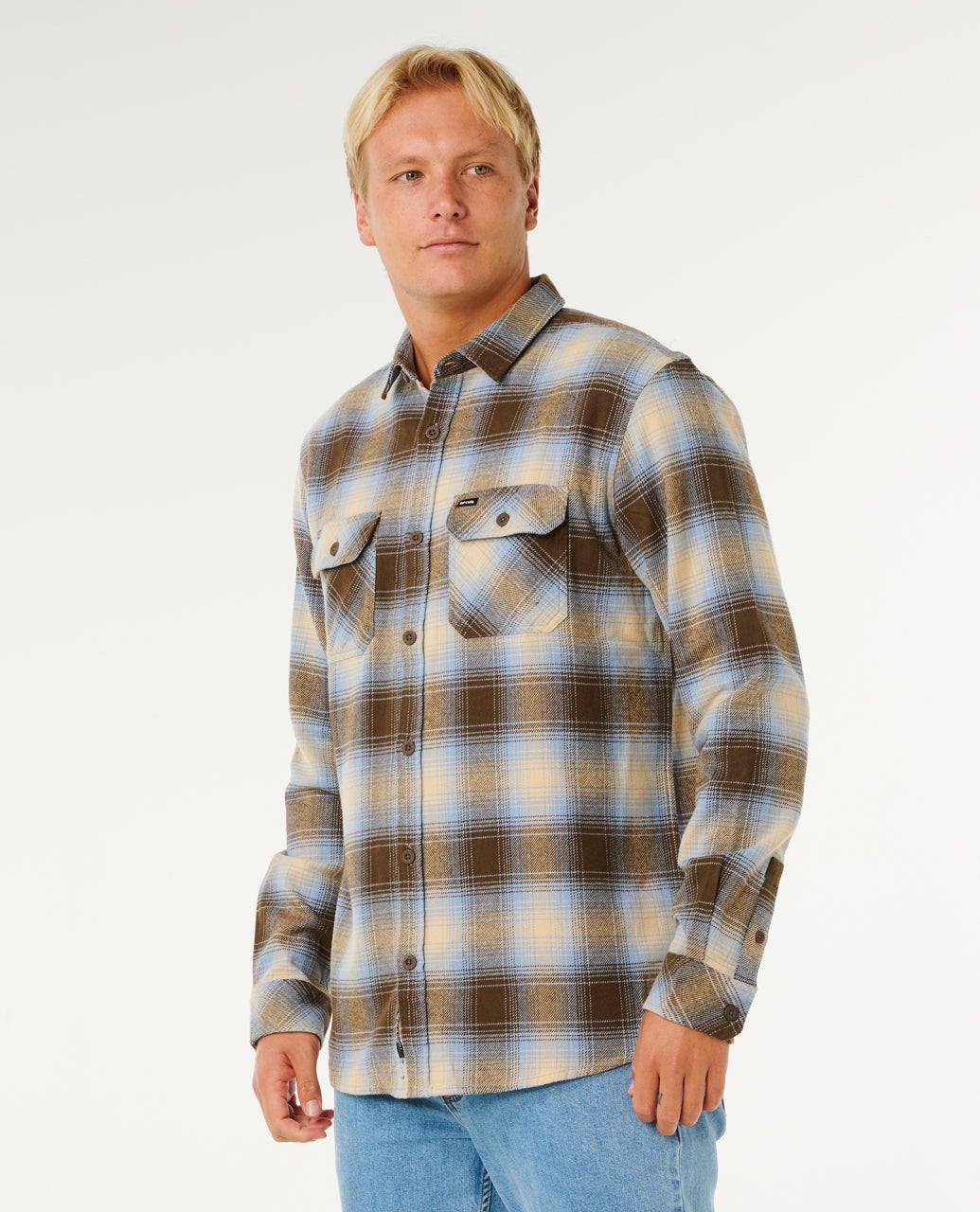 Rip Curl Count Flannel Shirt Brown Blue back