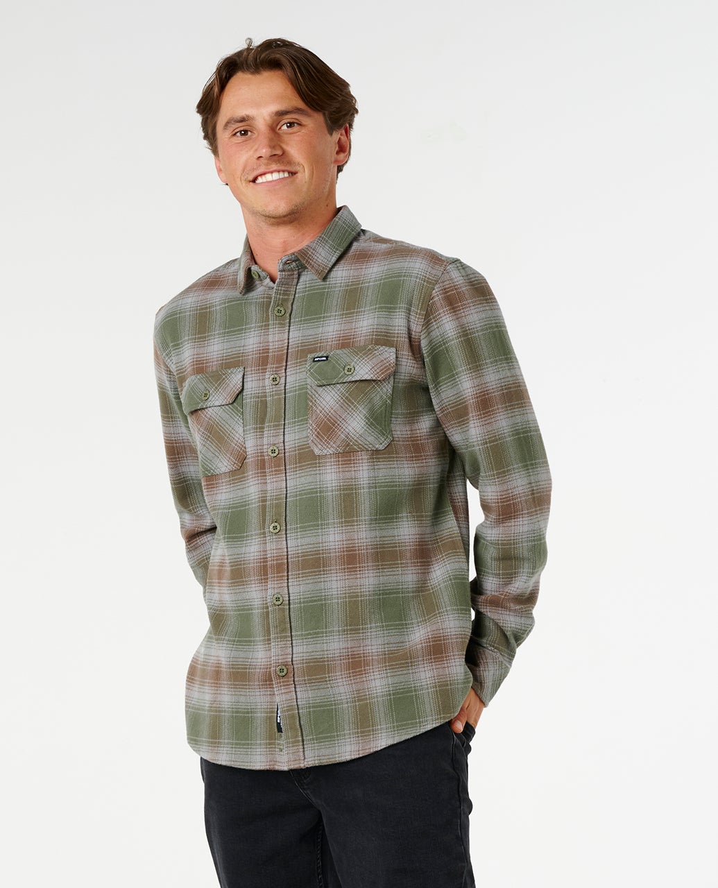 Rip Curl Count Flannel Shirt - Dark Olive (view 3)