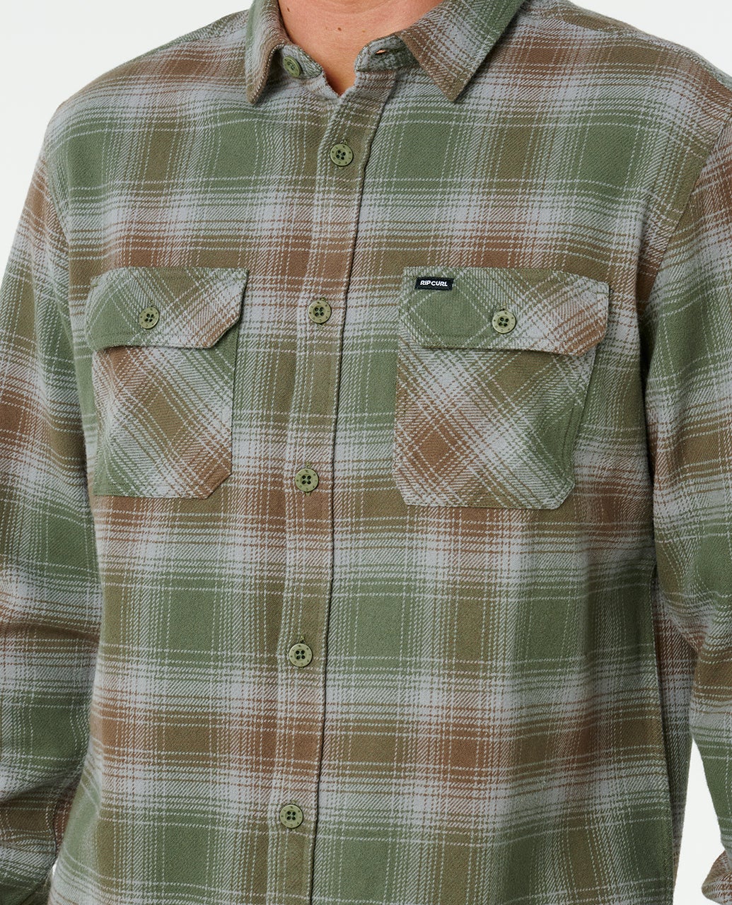 Rip Curl Count Flannel Shirt - Dark Olive (view 4)