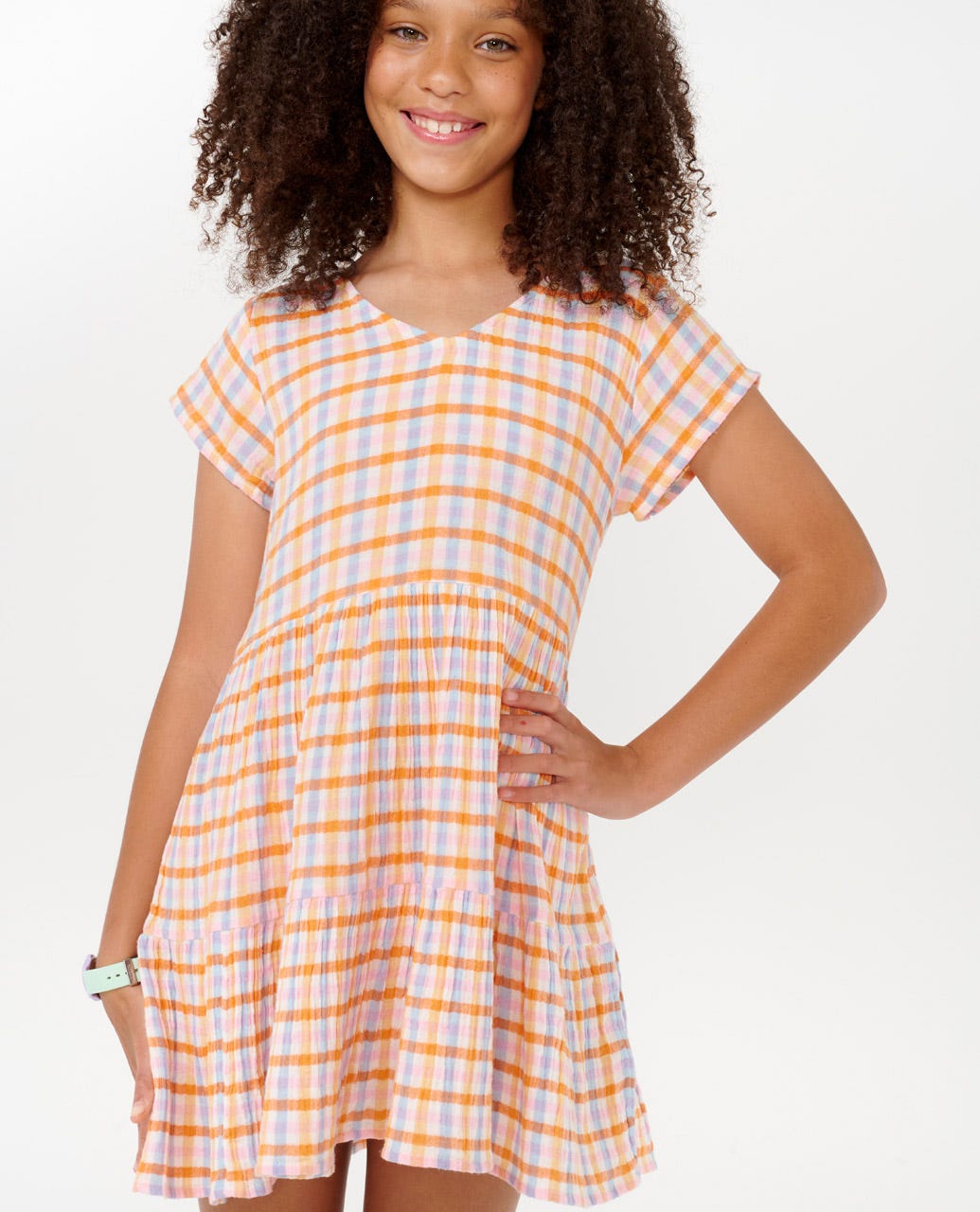 Sun Sol Gingham Woven Dress - Multico