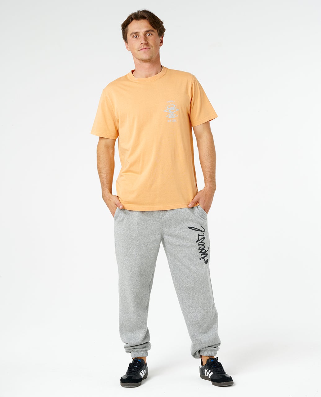 Rip Curl Icons of Surf Trackpant in grey marle and black - detail
