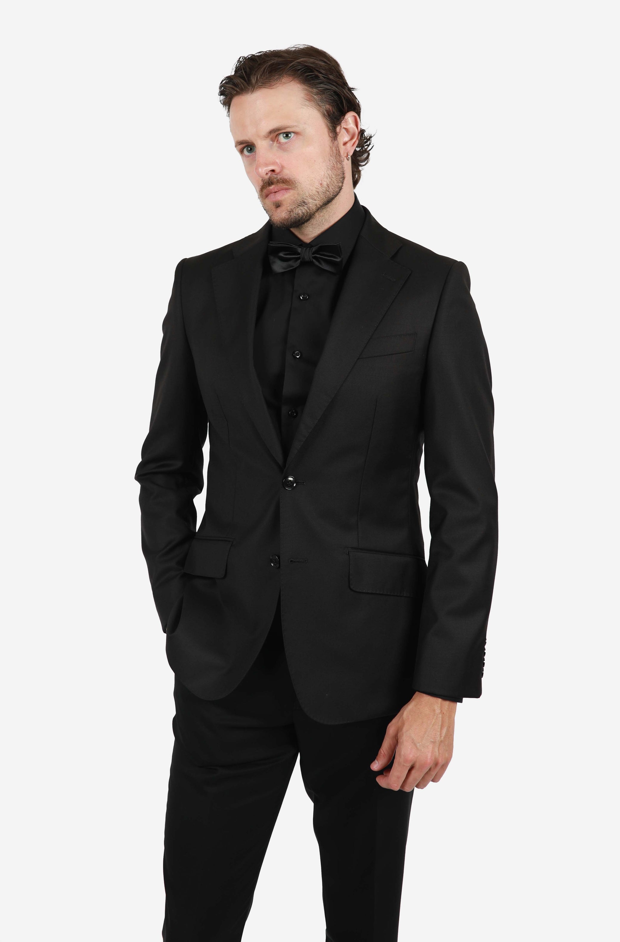Hardy Amies Plain Slim Fit Shirt in black - collar