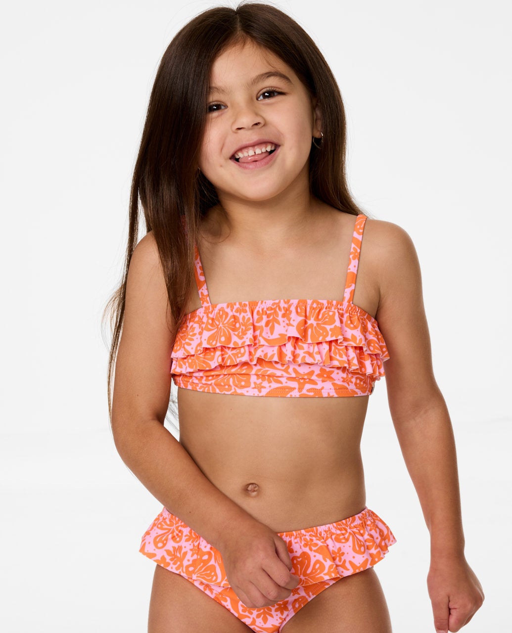 Rip Curl Sun Swell Frill Bikini - Girl - Mandarin Orange