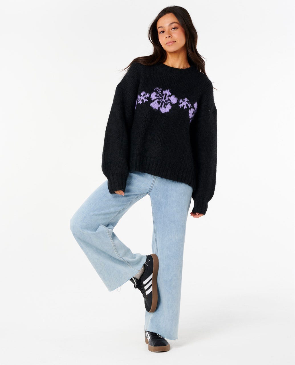 Cala Nights Hibiscus Knit Crew - Black