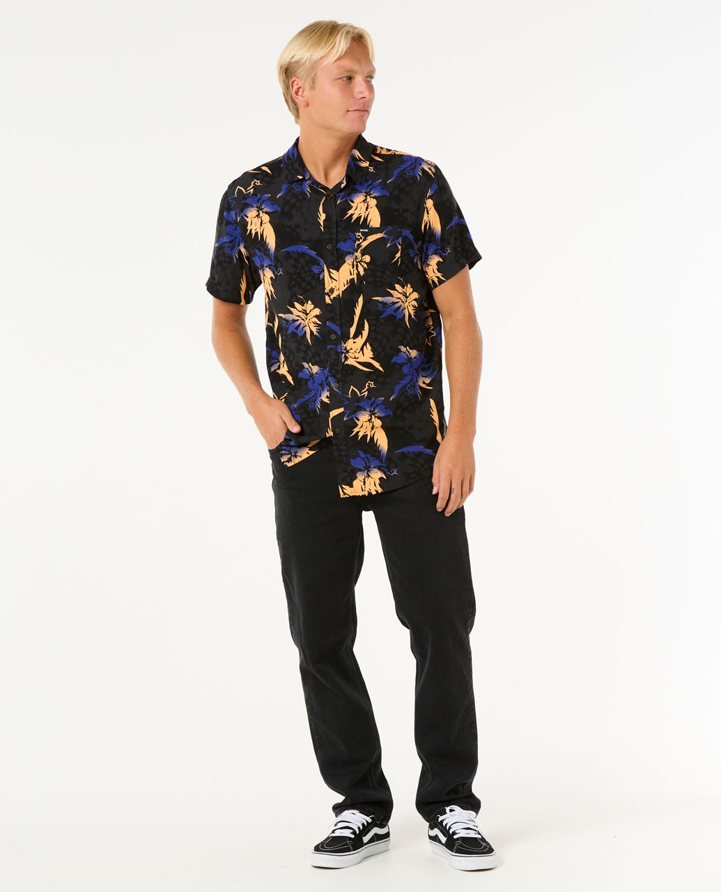 Rip Curl Fun Times Short Sleeve Shirt Black - chest pocket detail