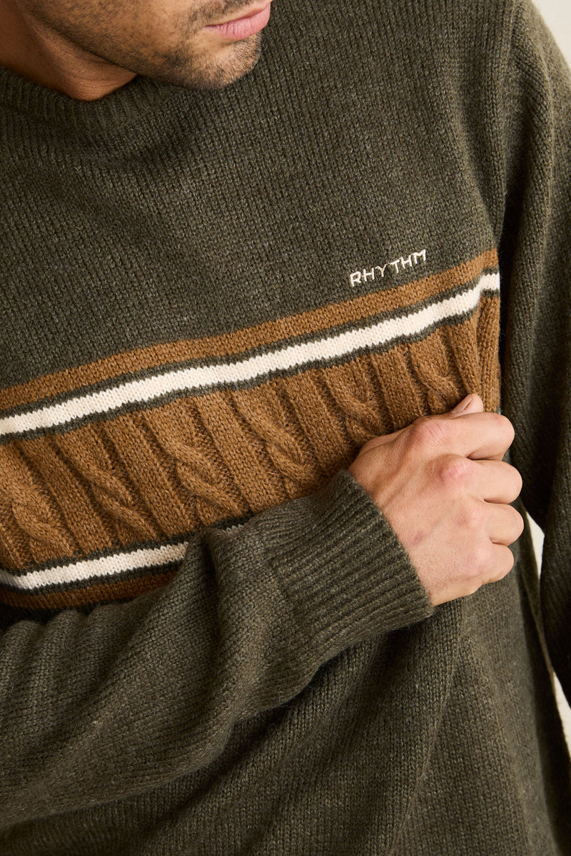 Rhythm Mohair Stripe Knit Sweater - Midnight Olive (view 3)