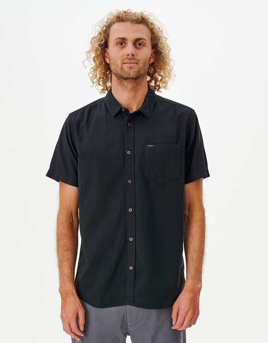 Rip Curl Classic Surf Washed Short Sleeve Shirt - Black