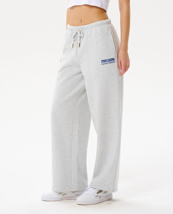 Rip Curl Surf Puff Wide Leg Trackpant - Grey Marle / Navy