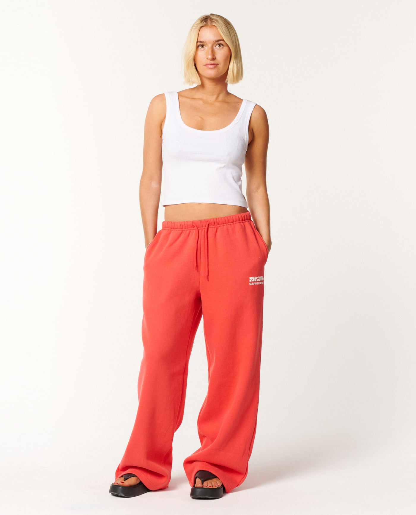 Rip Curl Surf Puff Wide Leg Trackpant - Deep Red