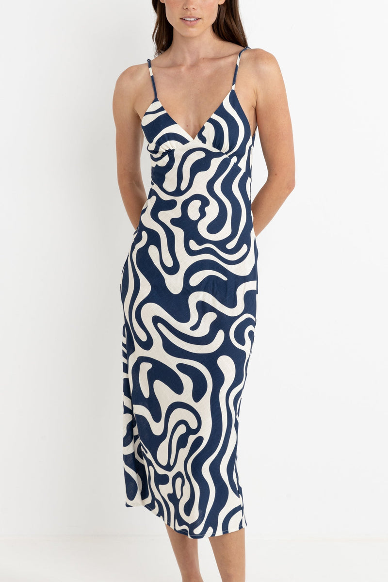 Waverly Bias Cut Midi Dress - Ink