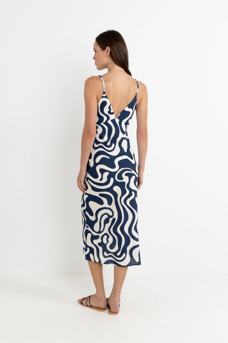 Waverly Bias Cut Midi Dress - Ink