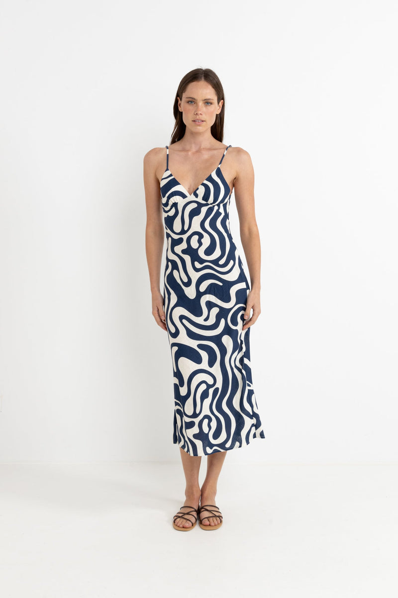 Waverly Bias Cut Midi Dress - Ink
