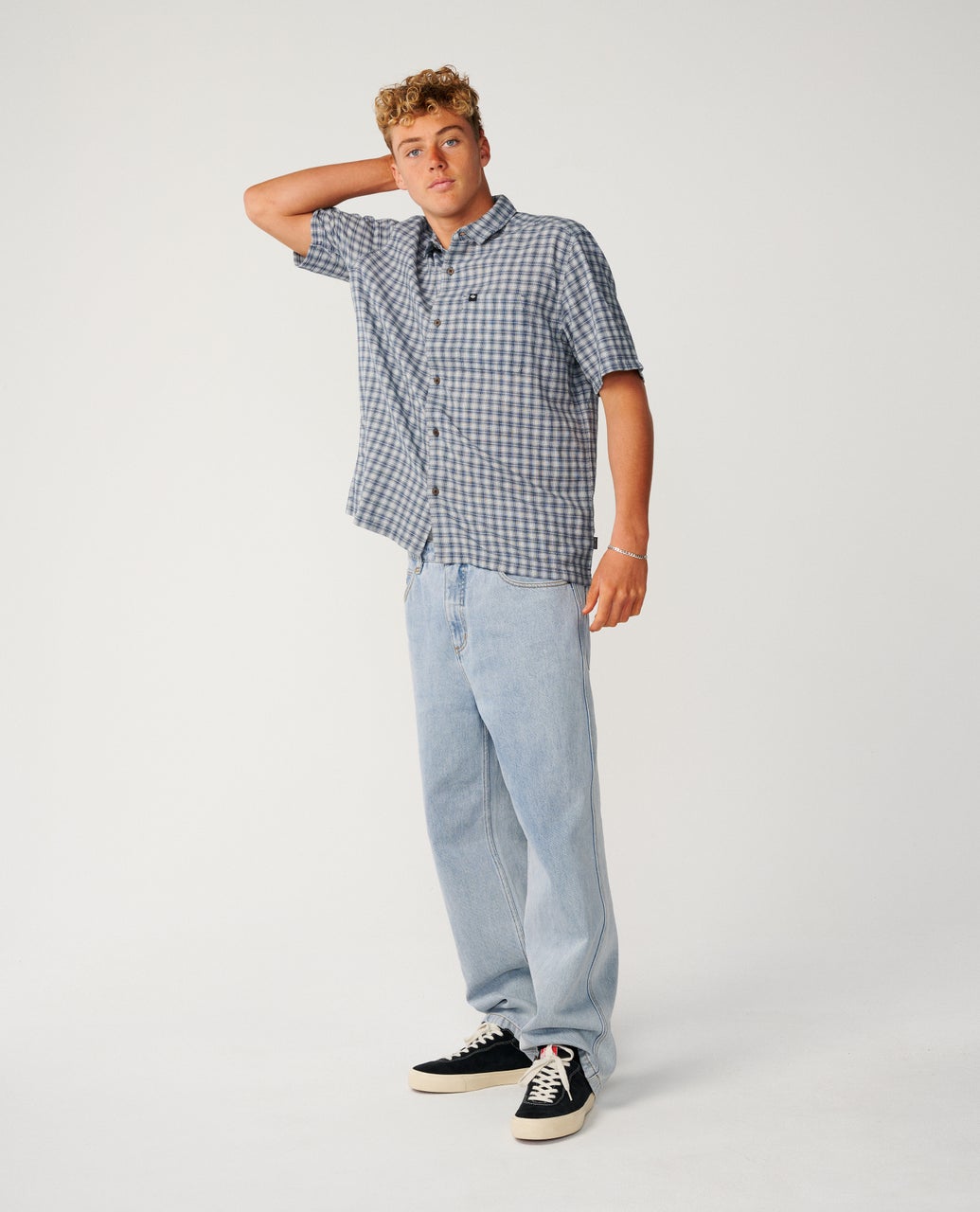 Classic Surf Check S/S Shirt - Light Navy