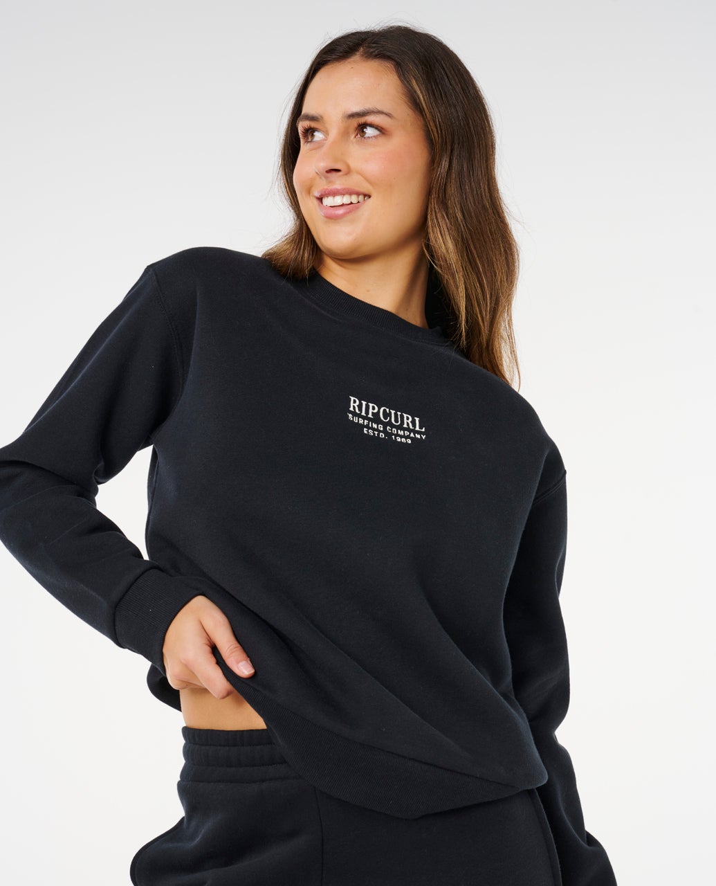 Rip Curl Surf Staple Relaxed Crew - Black (view 2)