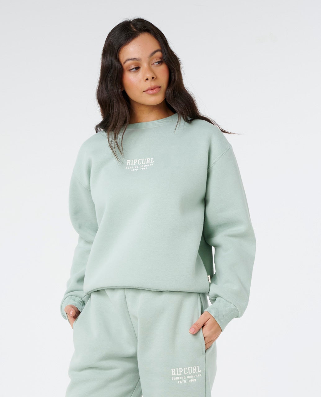 Rip Curl Surf Staple Relaxed Crew - Aqua Gray (view 2)