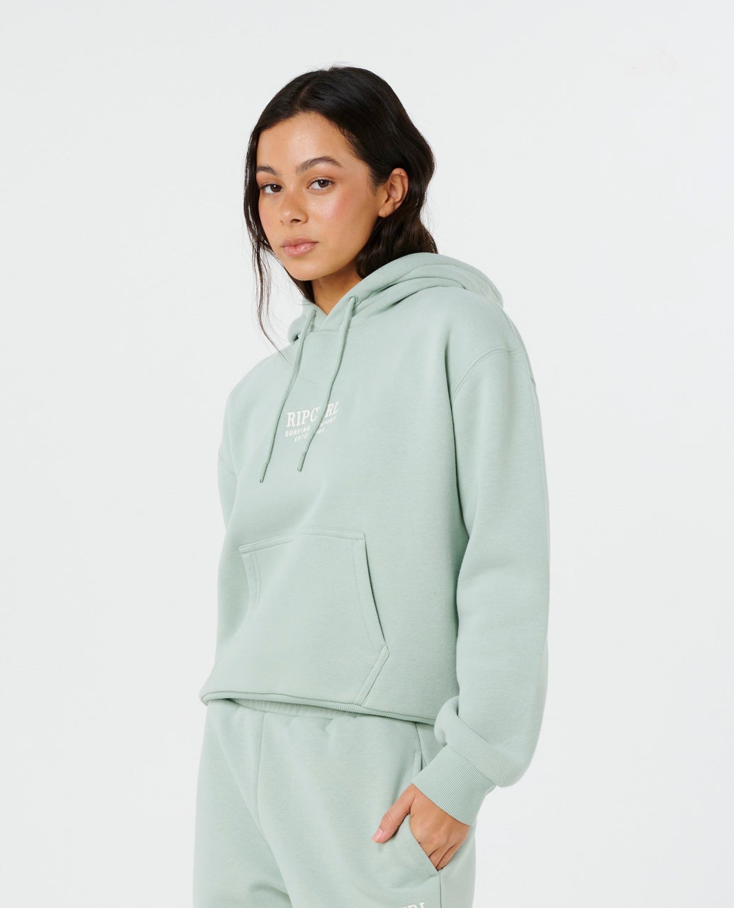 Rip Curl Surf Staple Relaxed Hood Aqua Gray back