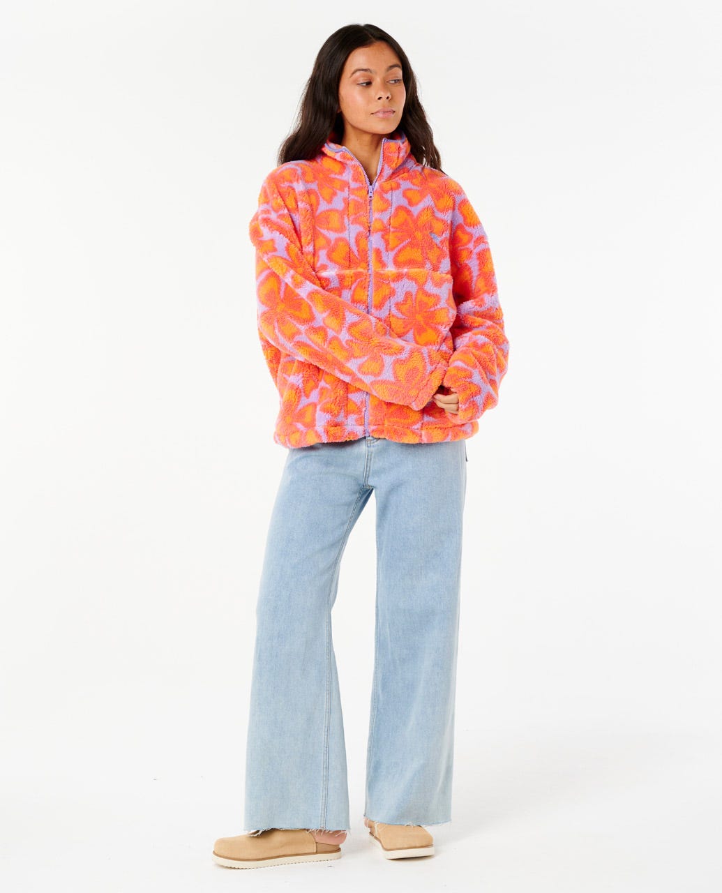 Neon Isles Zip Through Polar Fleece - Purple