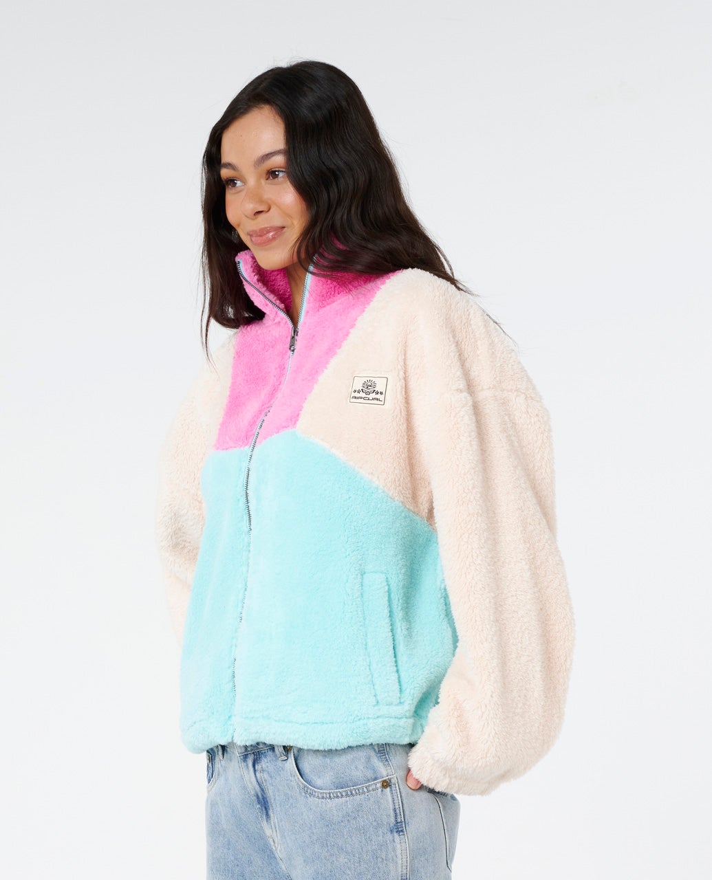 Rip Curl Block Party Ii Zip Through Polar Fleece - Bone (view 2)