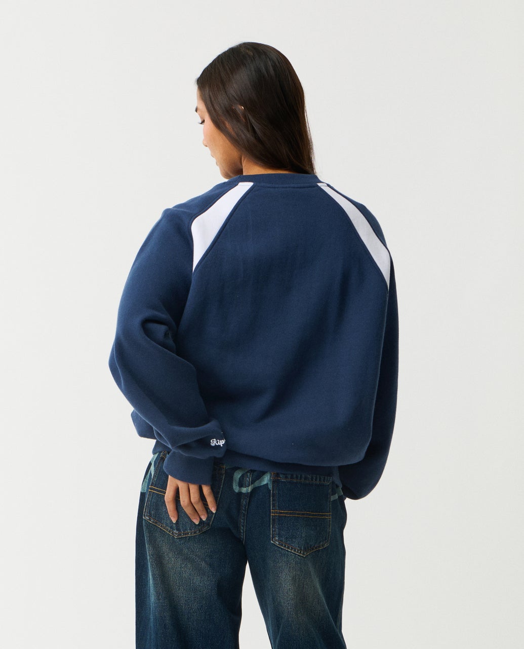 Retro Swell Oversized Crew - Navy