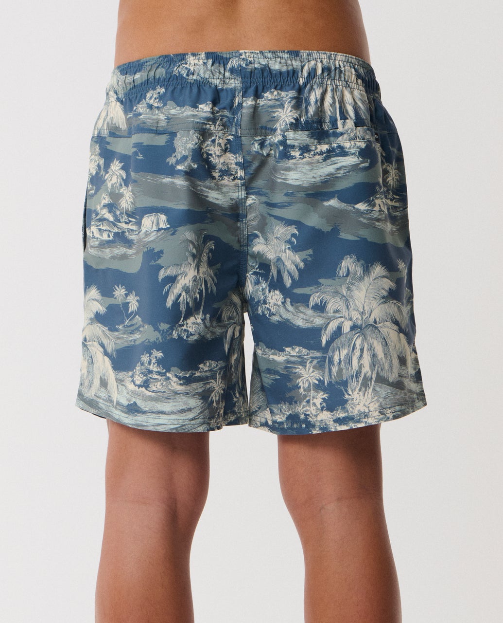 Rip Curl Dreamers 16 volley boardshort in pine night palm print, back view