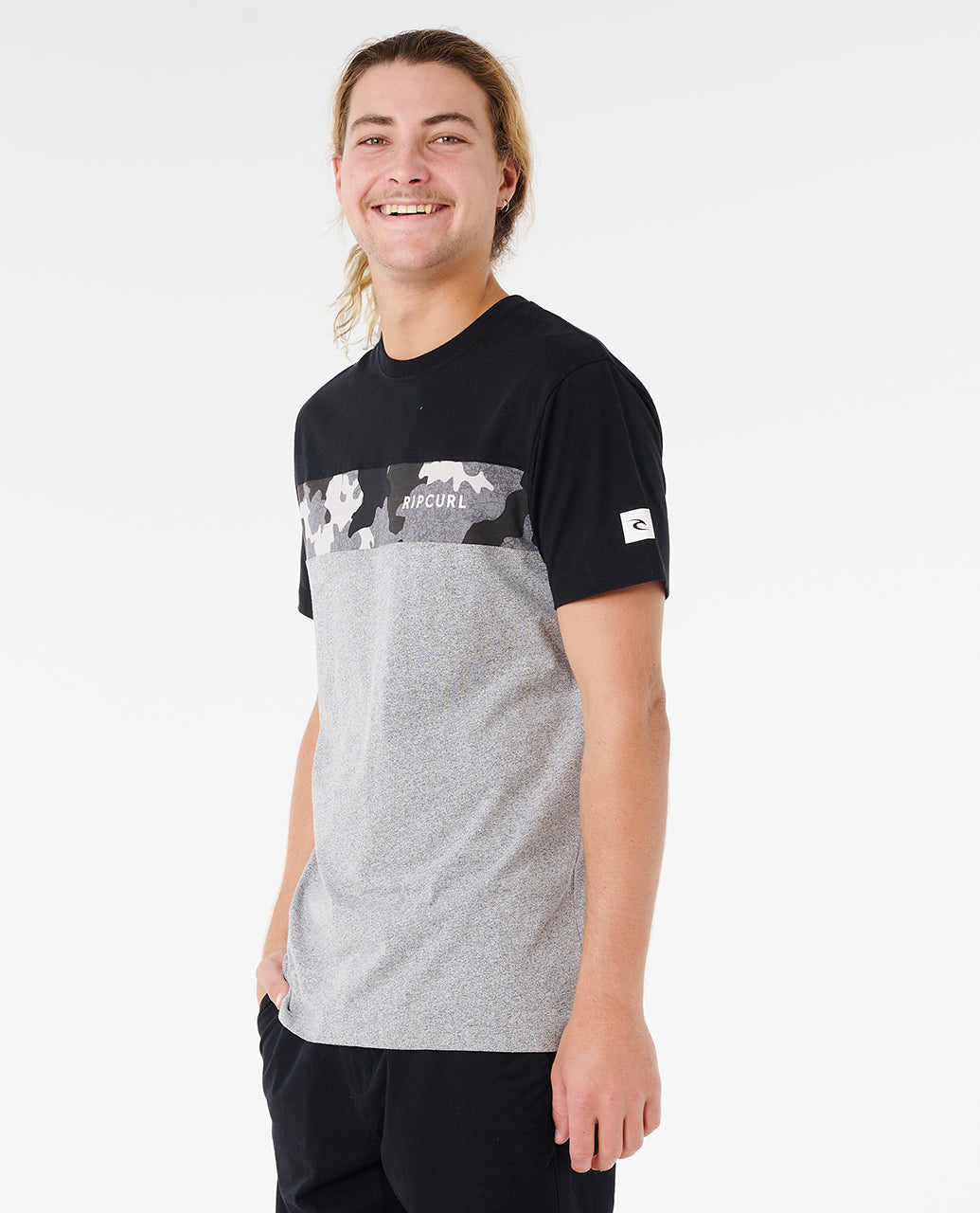 Rip Curl Undertow Panel Tee - Black / Camo (view 2)