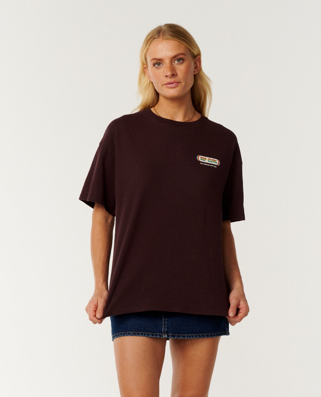 Rip Curl Since 1969 Oversized Tee in fudge, front view
