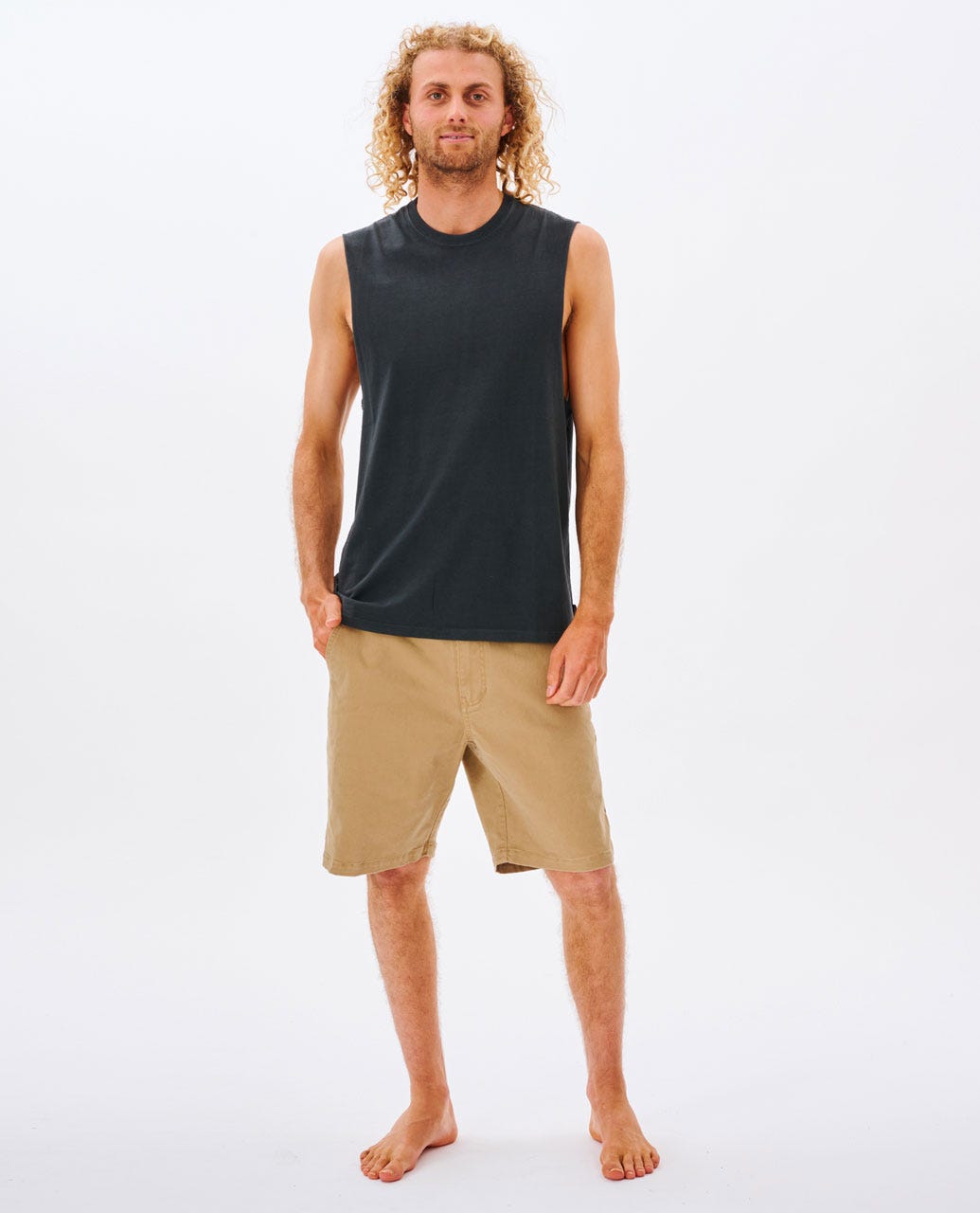 Rip Curl Plain Wash Muscle - Washed Black (view 2)