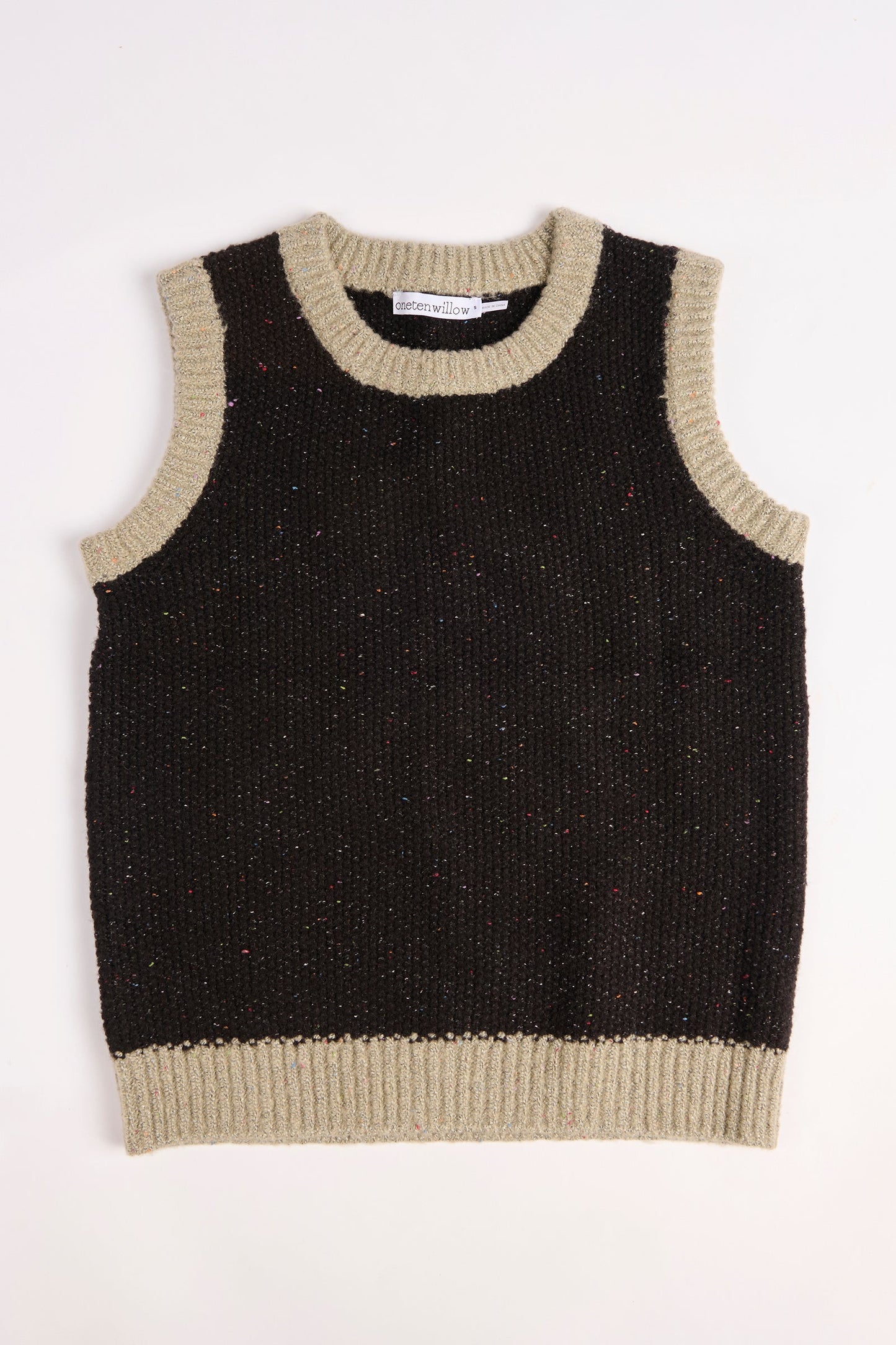 Contrast Band Vest - Black Fleck