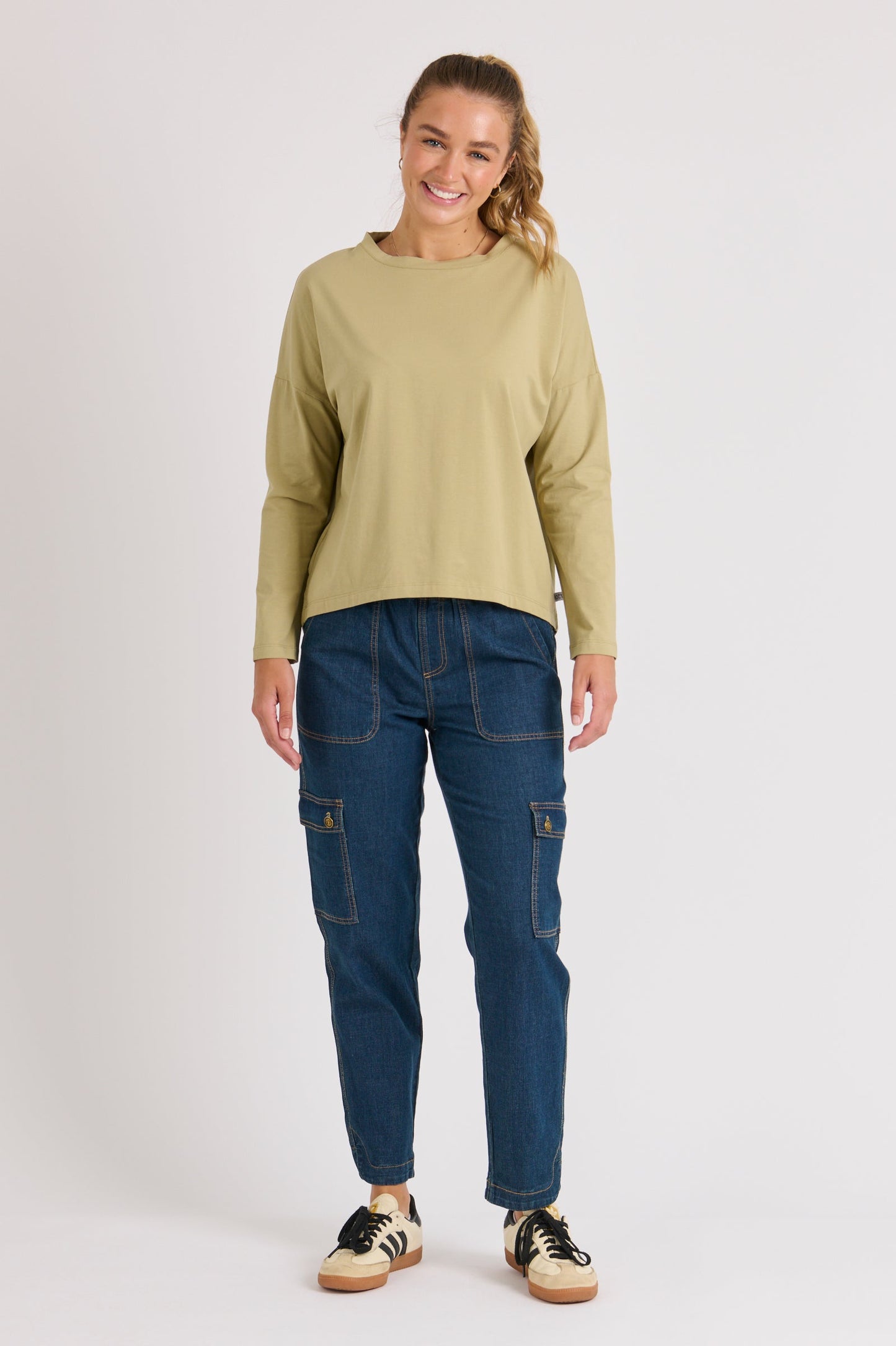 Drop Back Long Sleeve Tee - Sage
