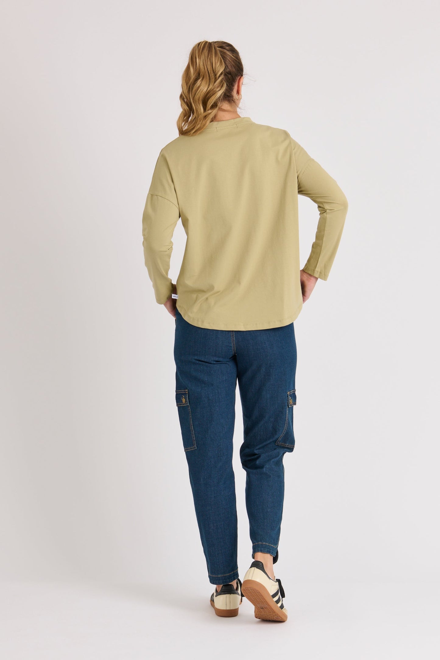 Drop Back Long Sleeve Tee - Sage