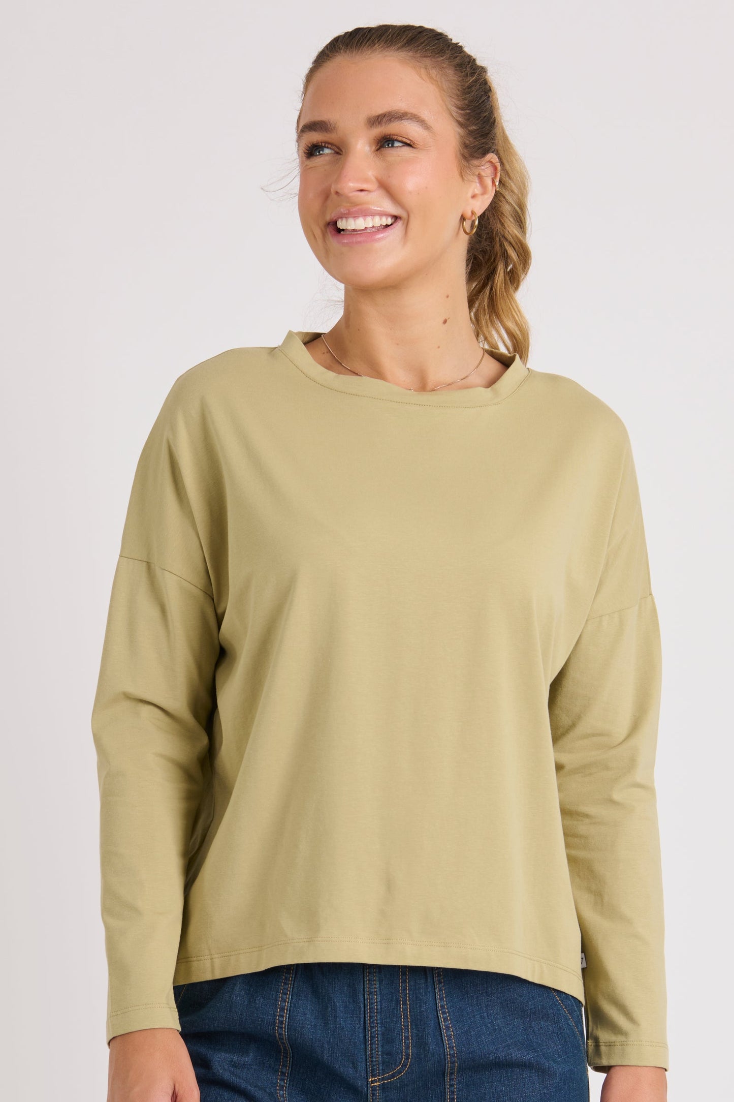 Drop Back Long Sleeve Tee - Sage