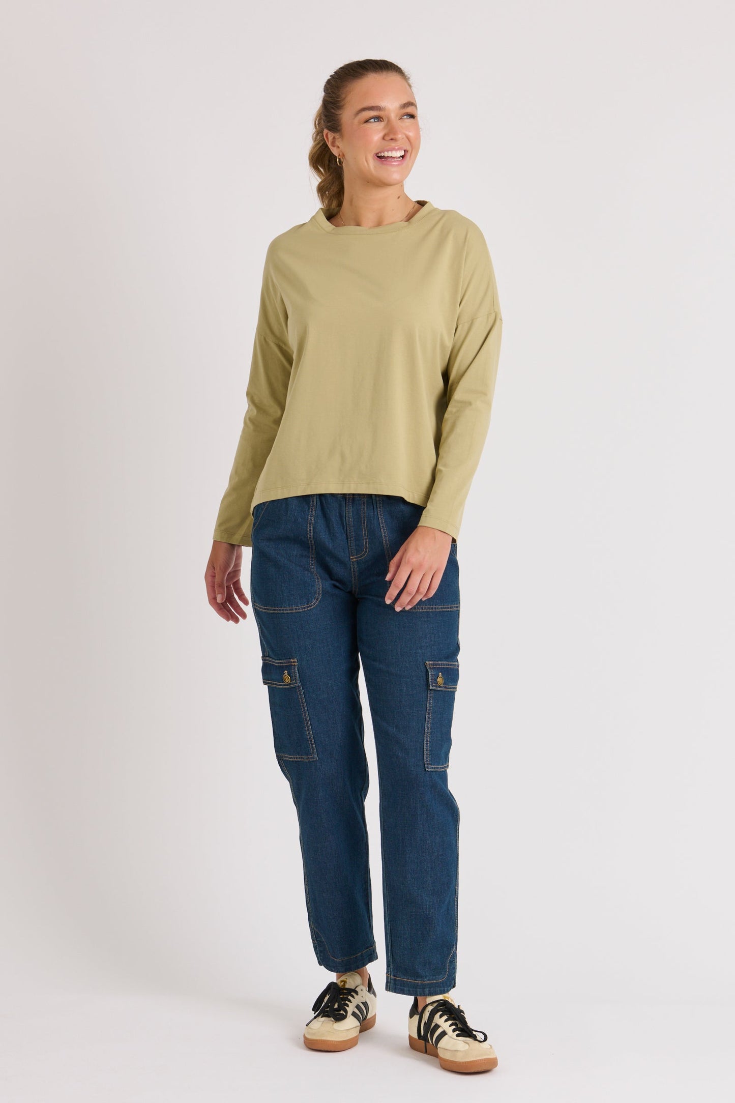 Drop Back Long Sleeve Tee - Sage