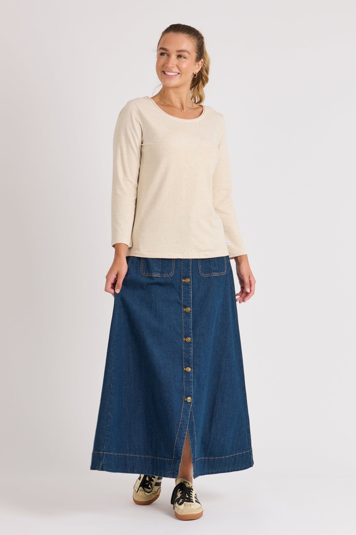 Scoop Neck Top - Oatmeal Marle
