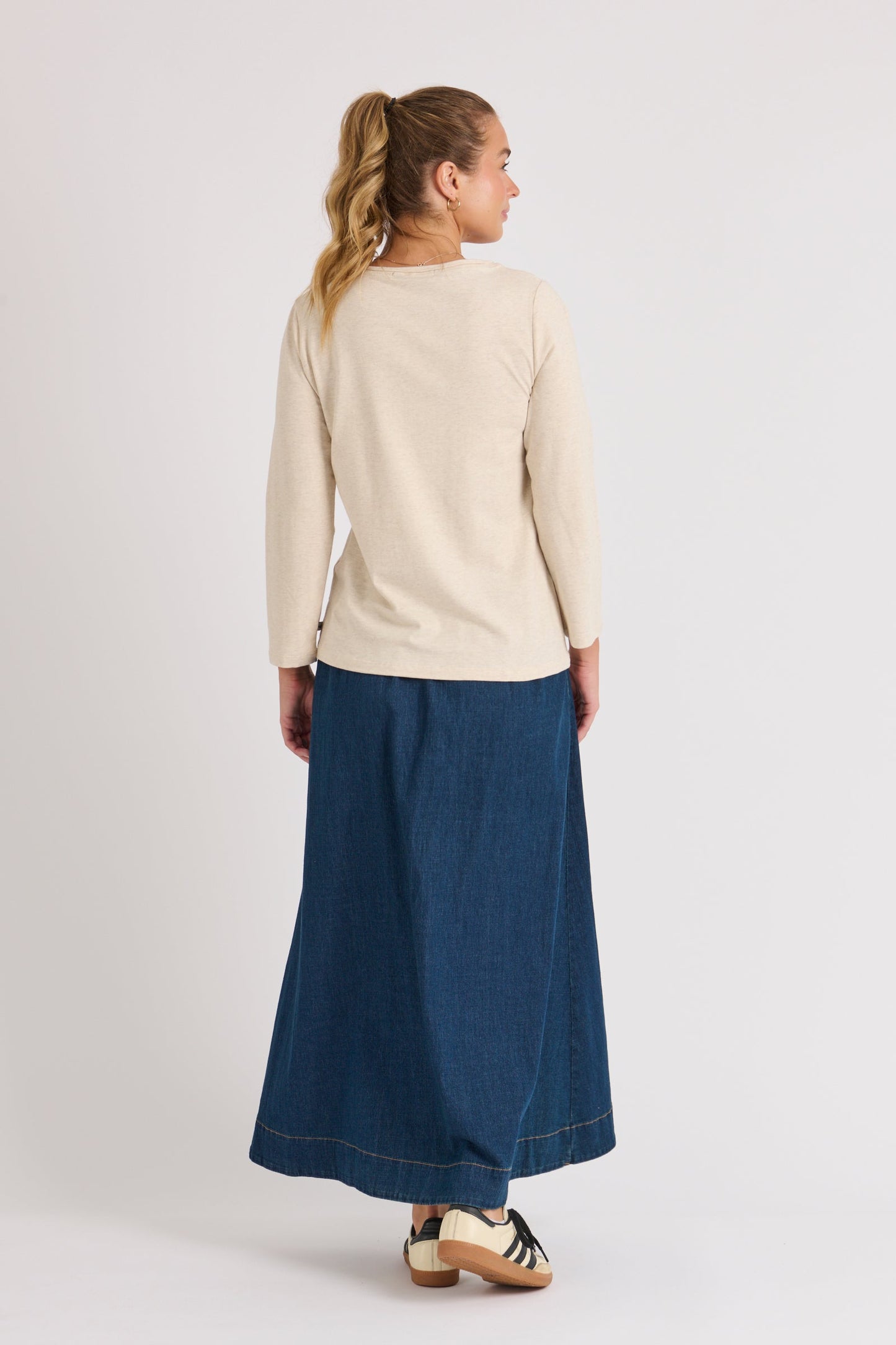Scoop Neck Top - Oatmeal Marle