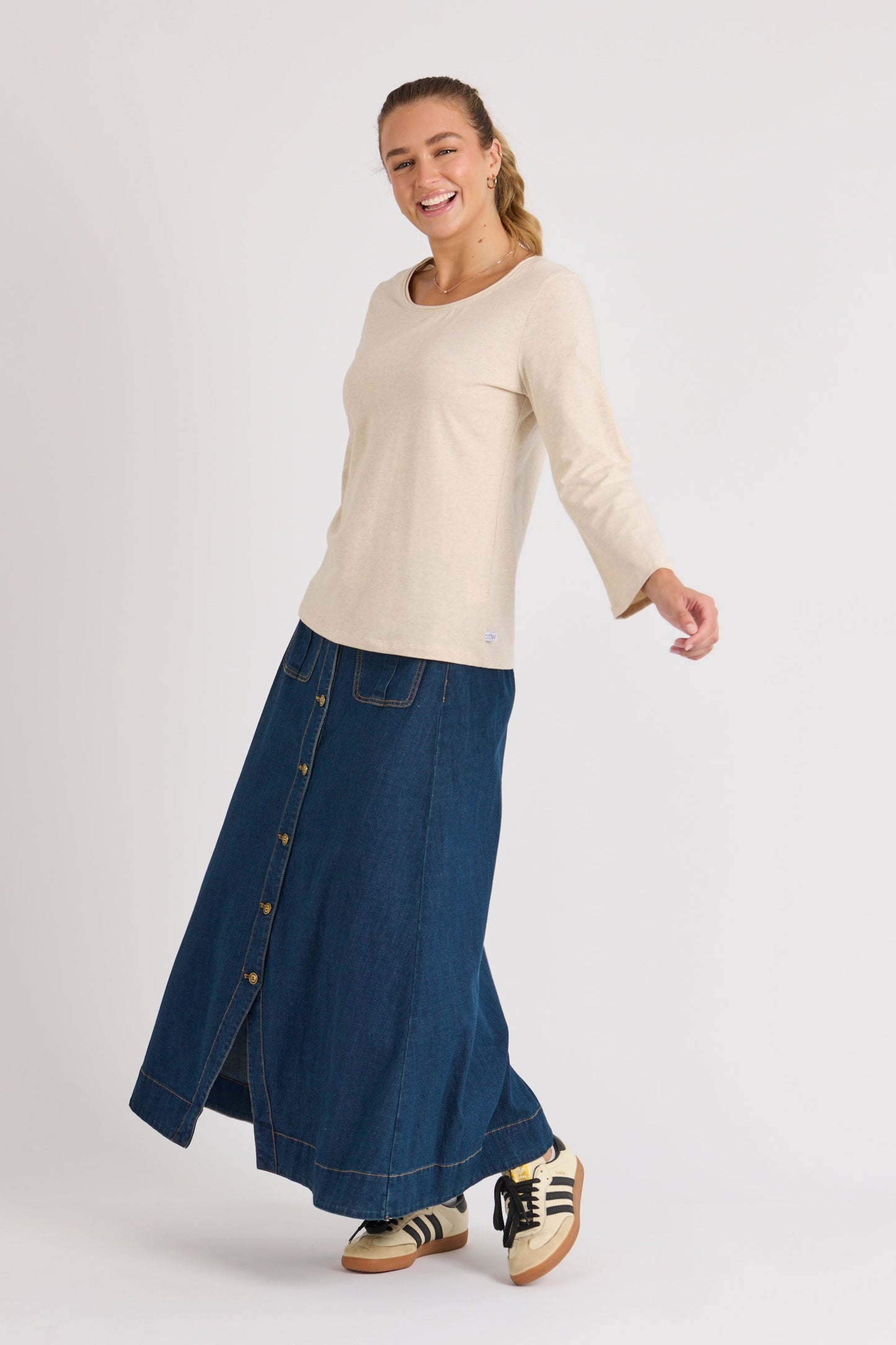 Scoop Neck Top - Oatmeal Marle