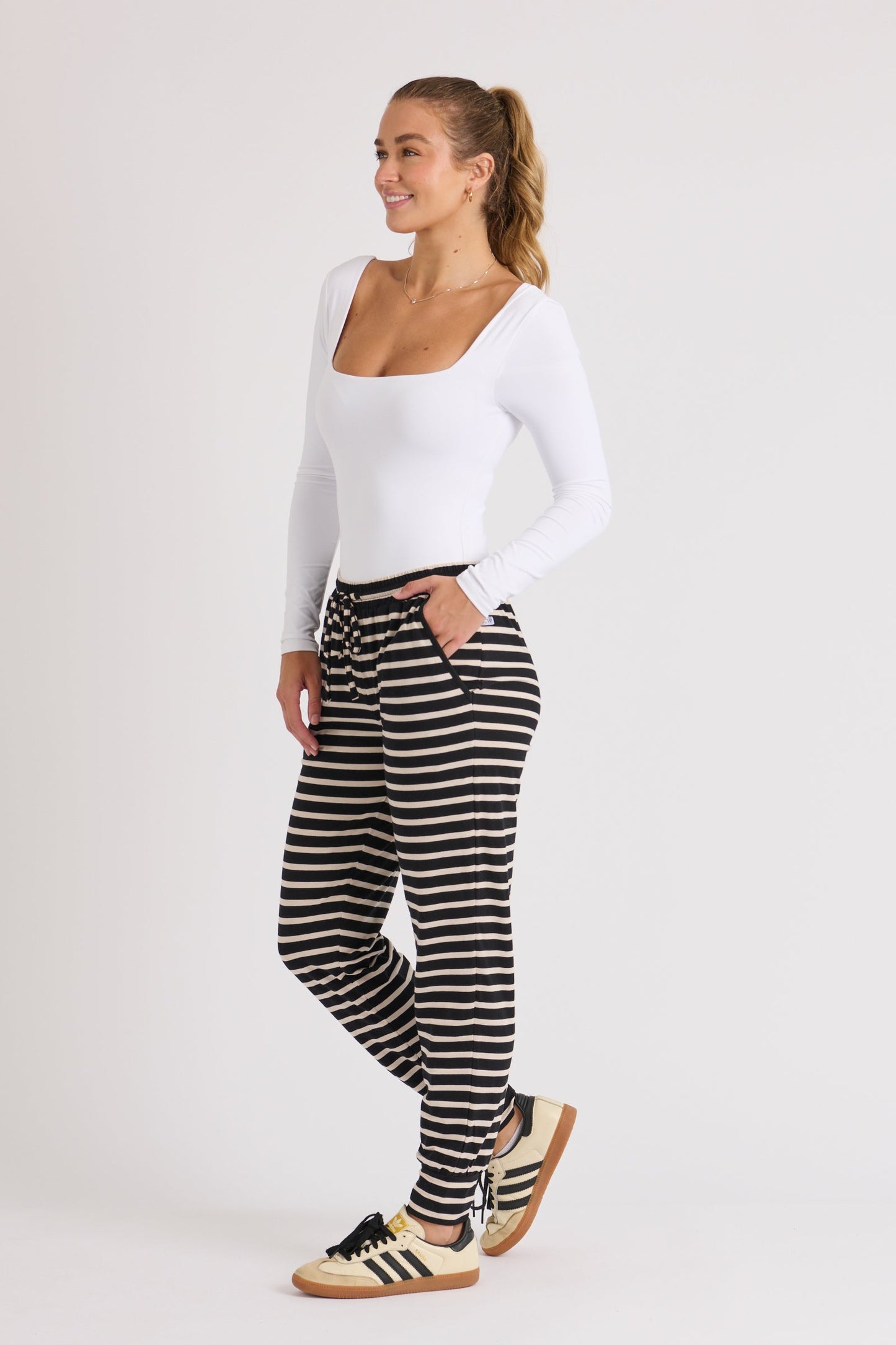 Everyday Pant - Beige Stripe
