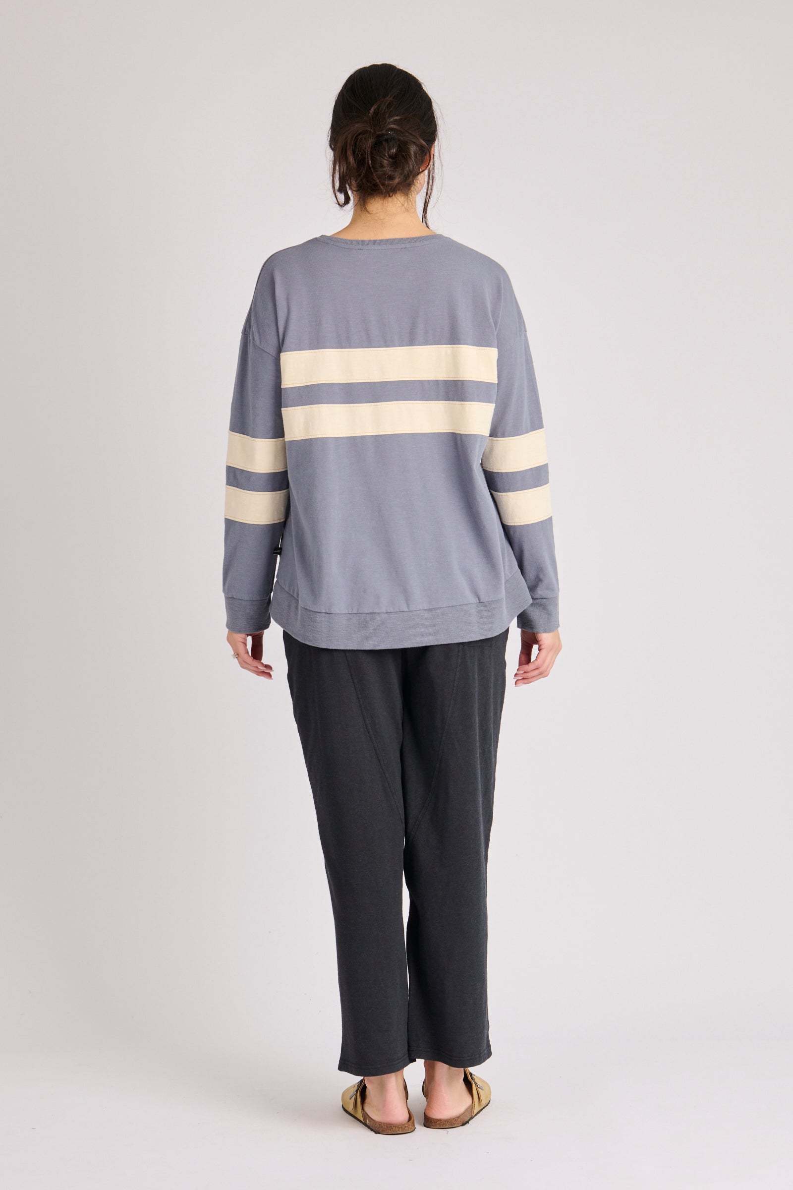 One Ten Willow Panel Stripe Tee - Washed Blue (view 4)