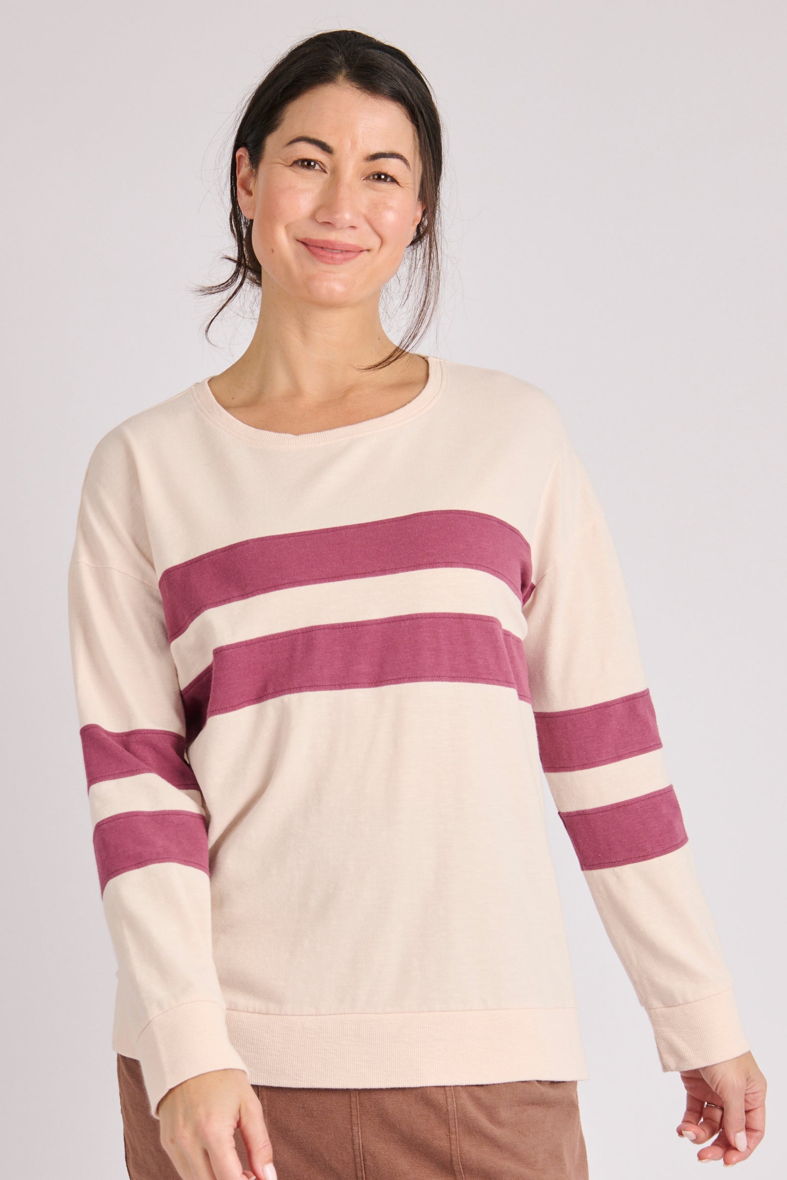 One Ten Willow Panel Stripe Tee - Blush Stripe