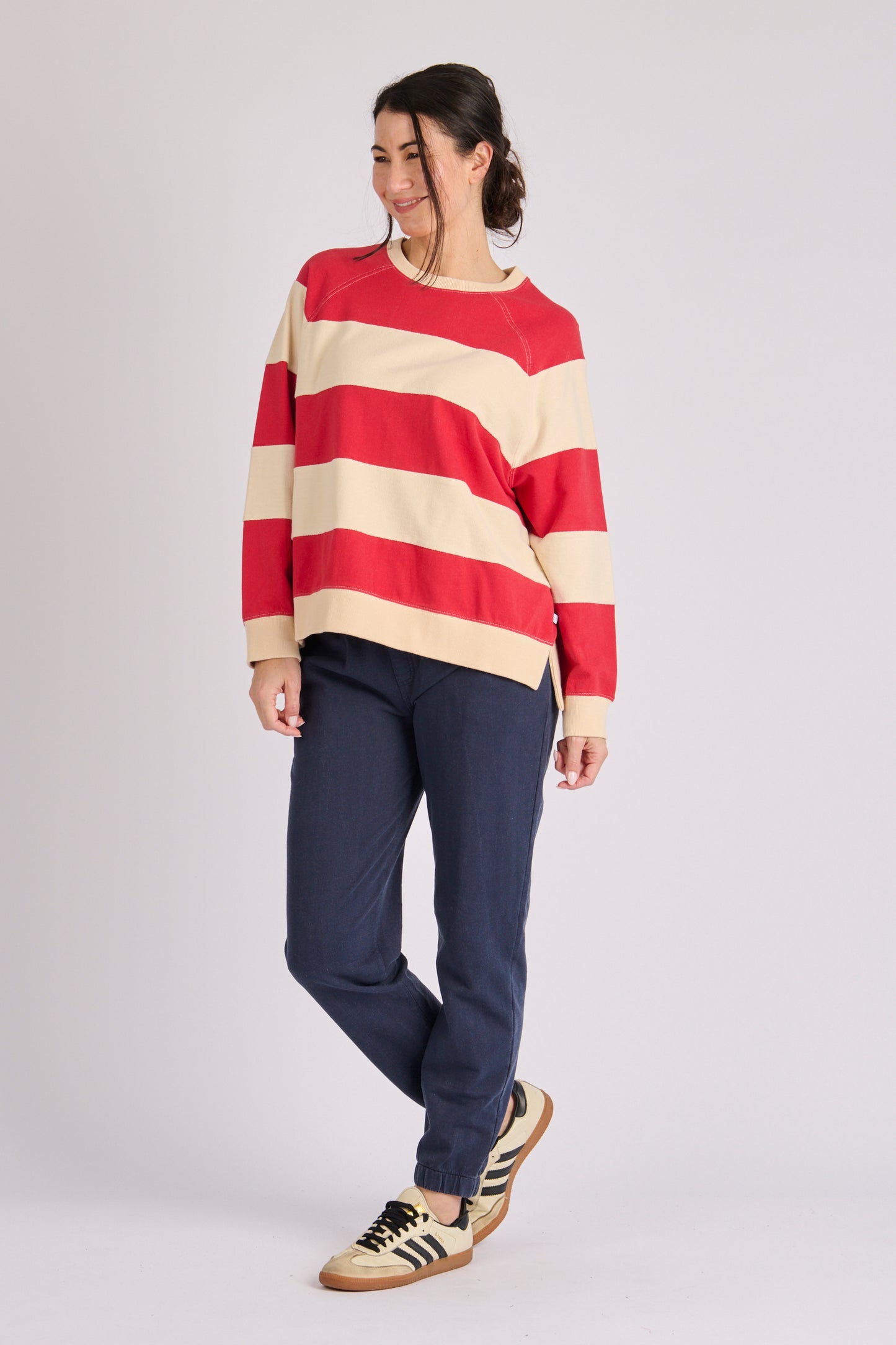 One Ten Willow Panel Crew Popover Cherry / Ecru (view 3)