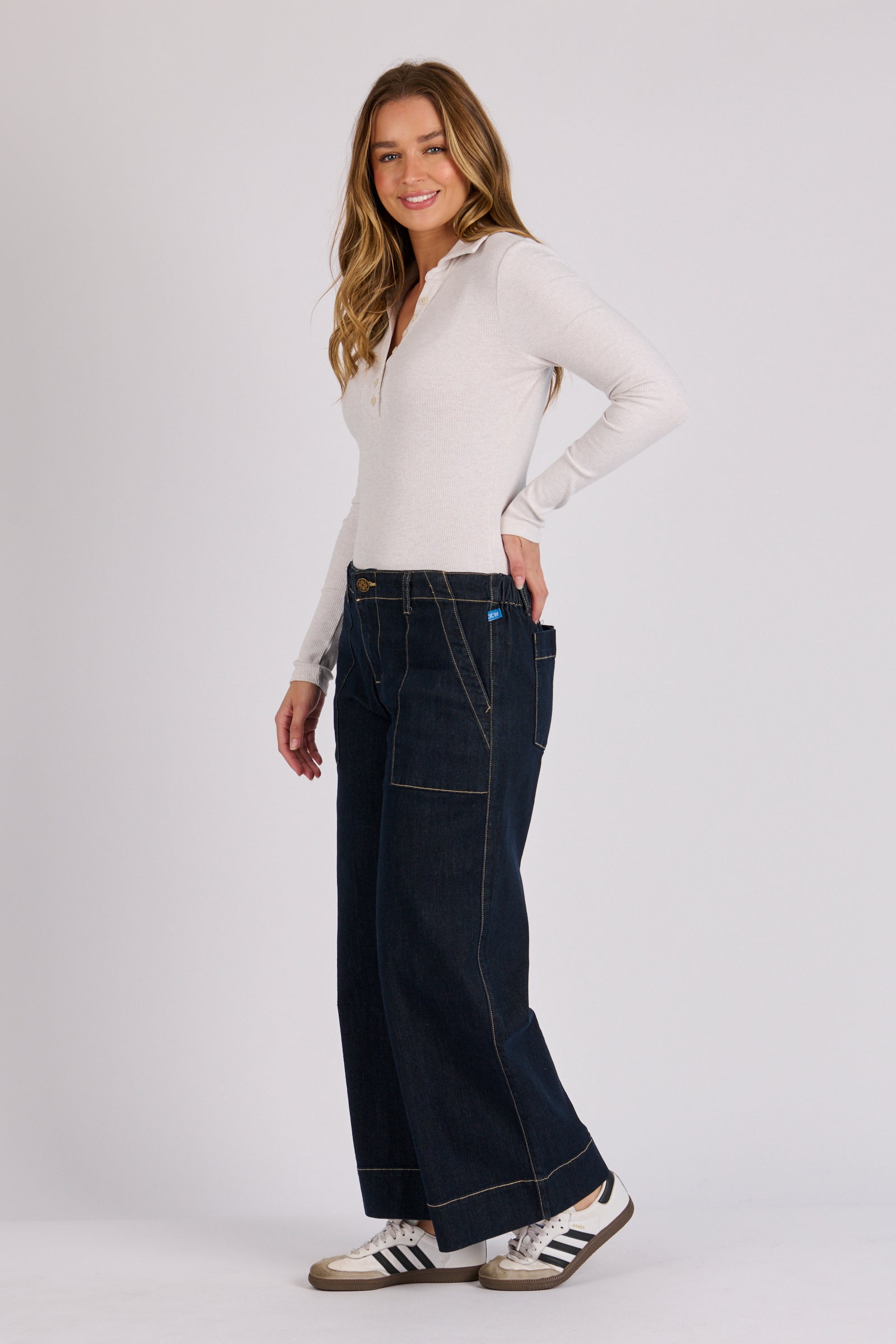 One Ten Willow Wide Leg Jeans - Dark Blue (view 3)