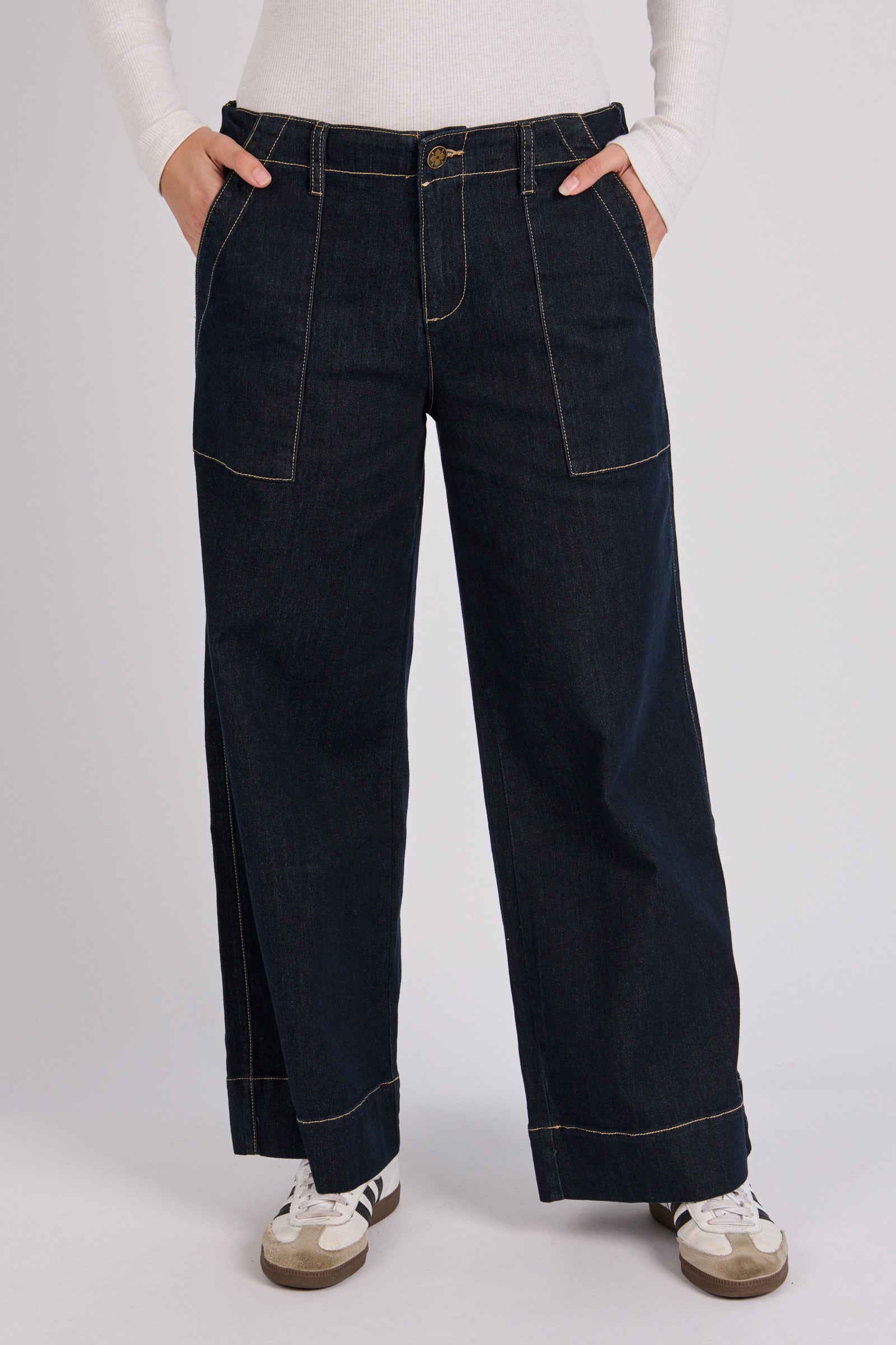 One Ten Willow Wide Leg Jeans - Dark Blue