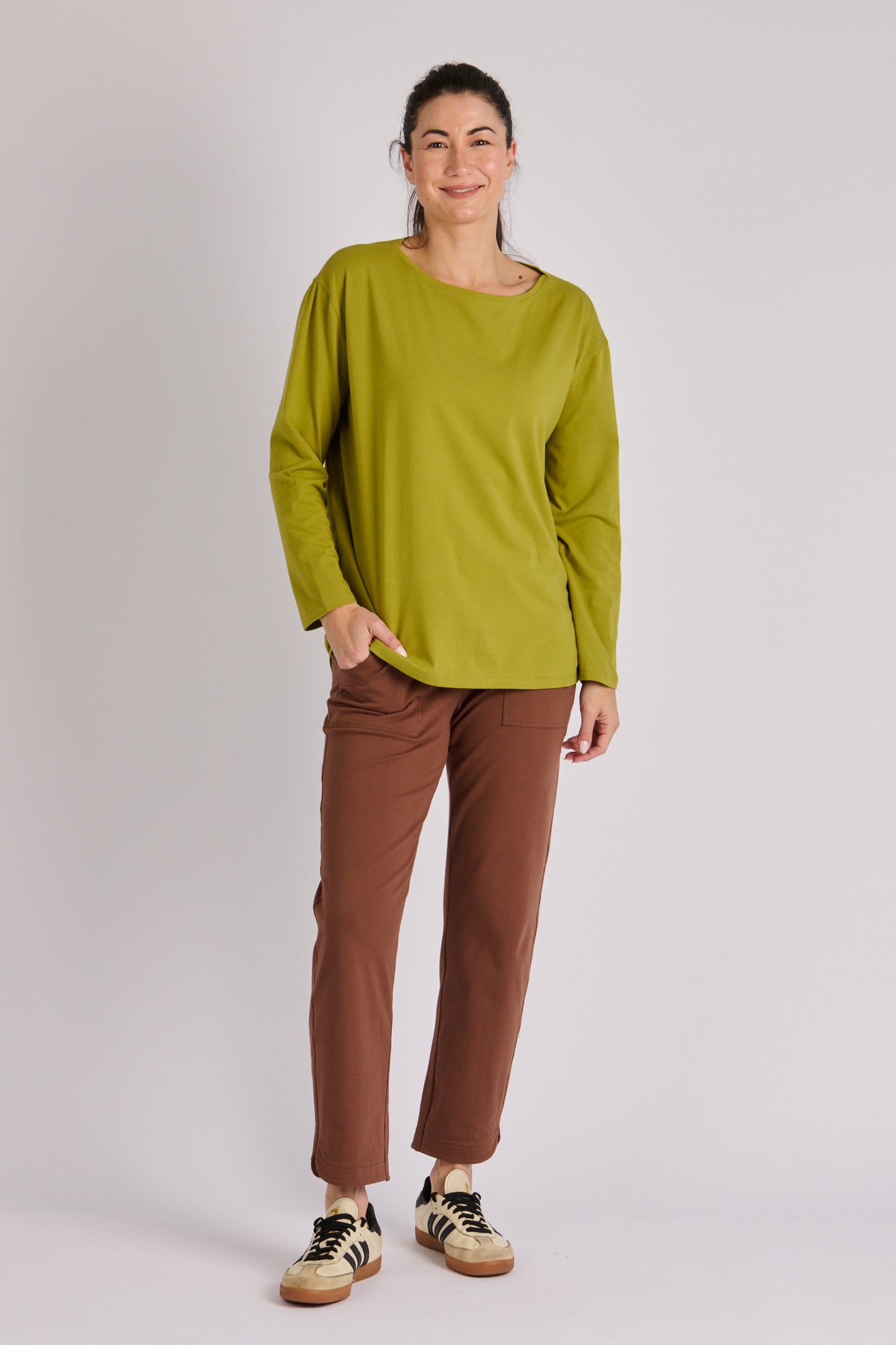 One Ten Willow Panel Back Top - Moss Green (view 2)