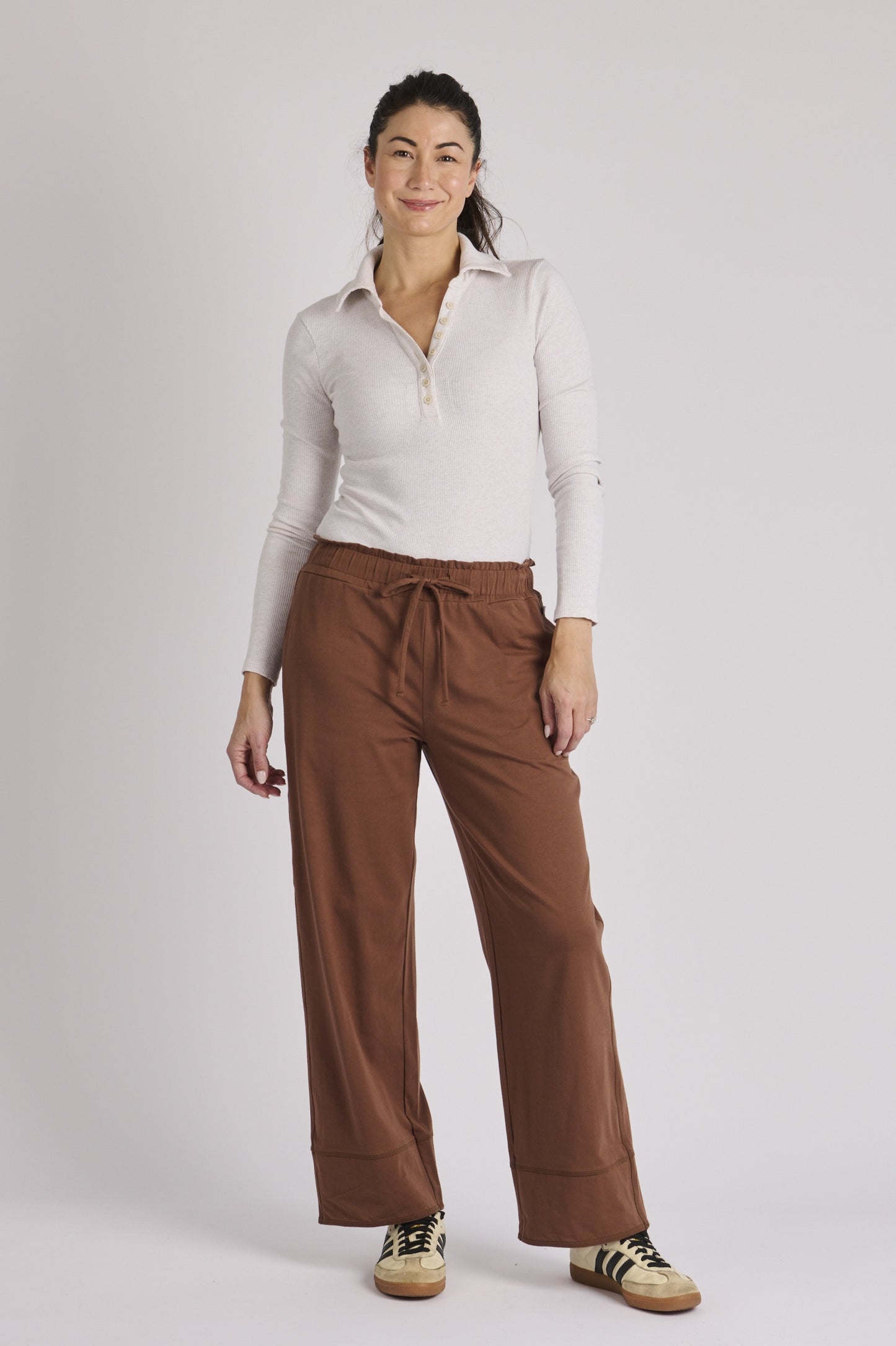One Ten Willow Cuff Detail Pant - Chocolate