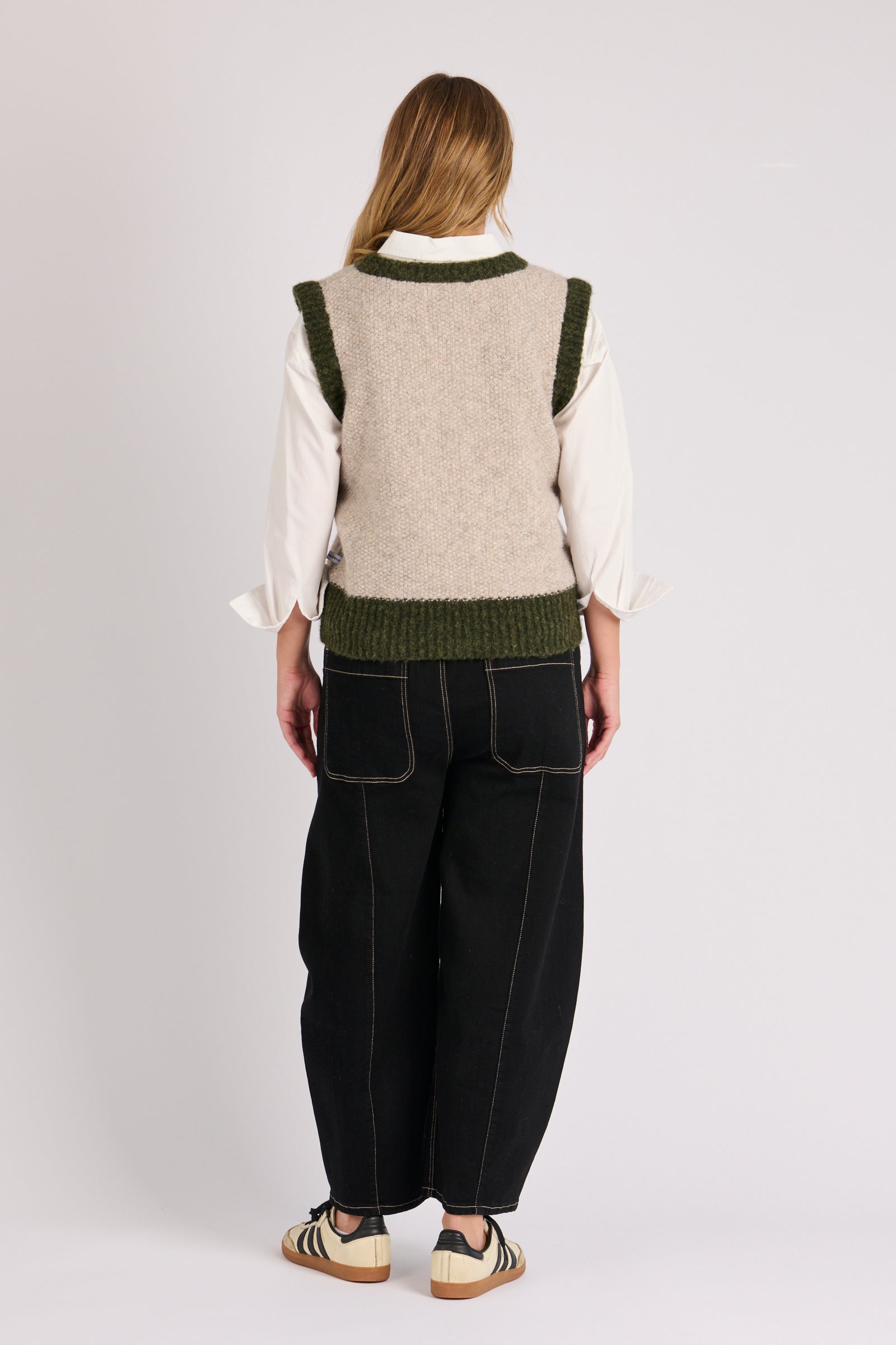 One Ten Willow V Neck Vest - Oatmeal (view 2)
