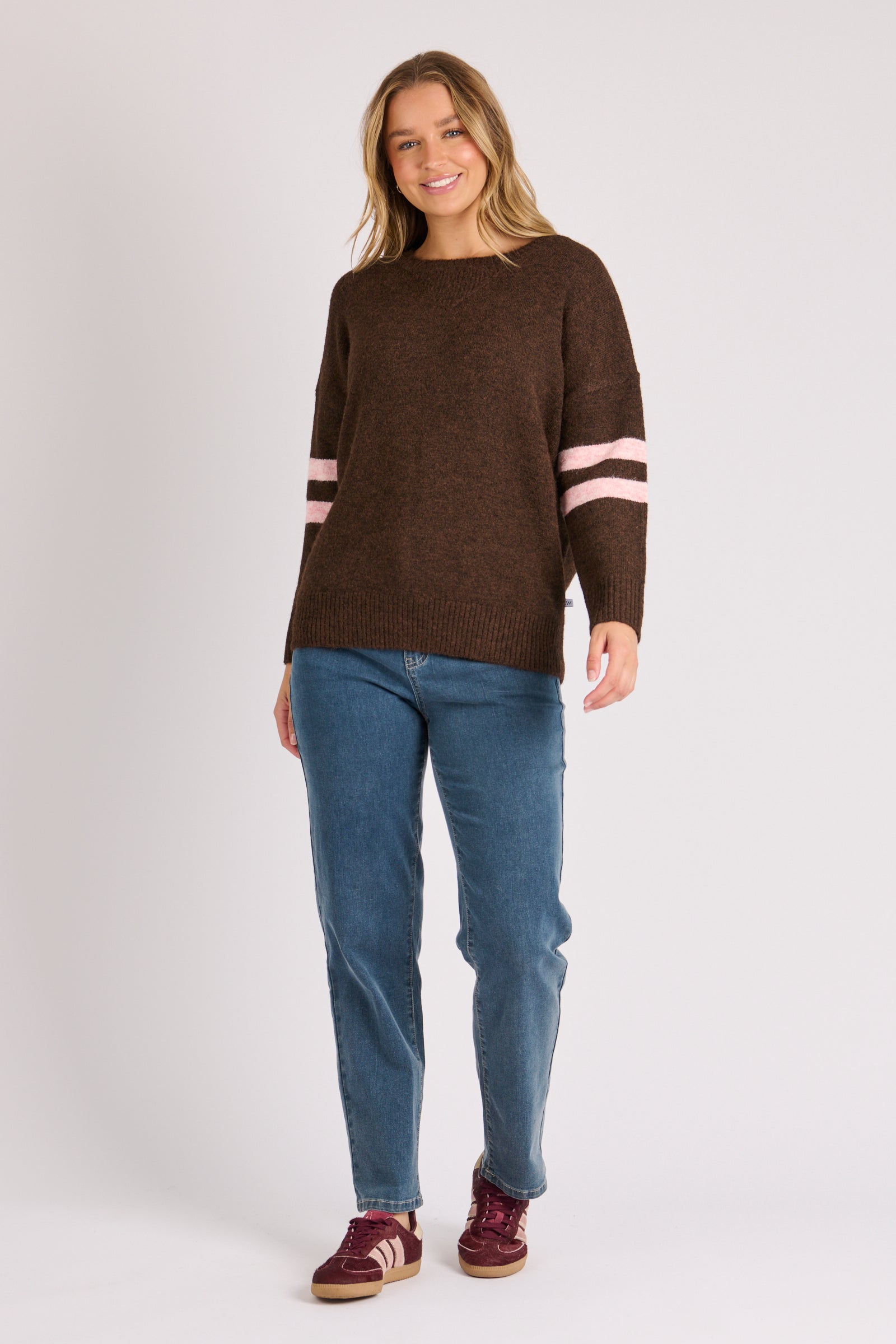 One Ten Willow Drop Shoulder Jumper Chocolate - front