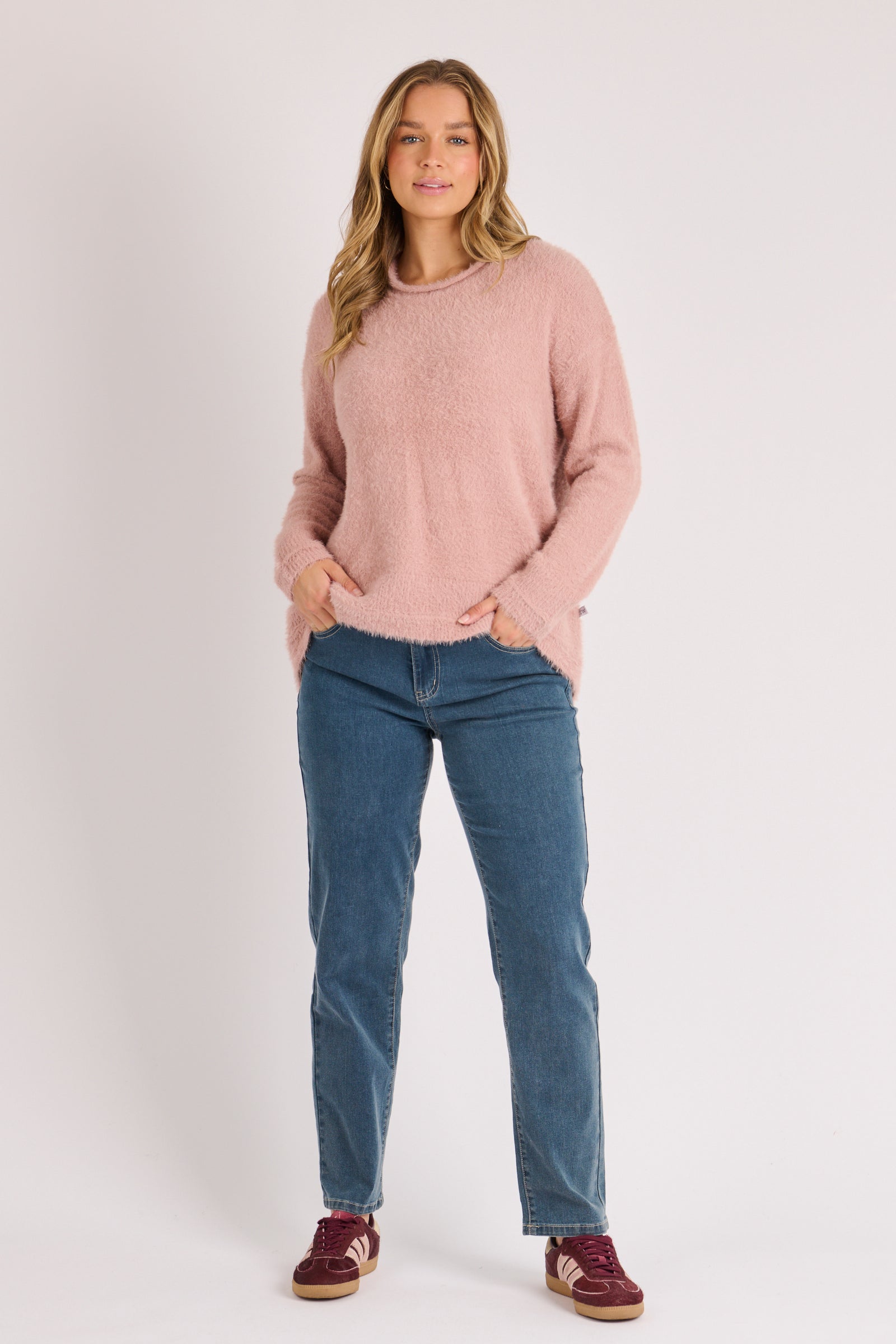 One Ten Willow Panel Detail Jumper Dusty Rose - front