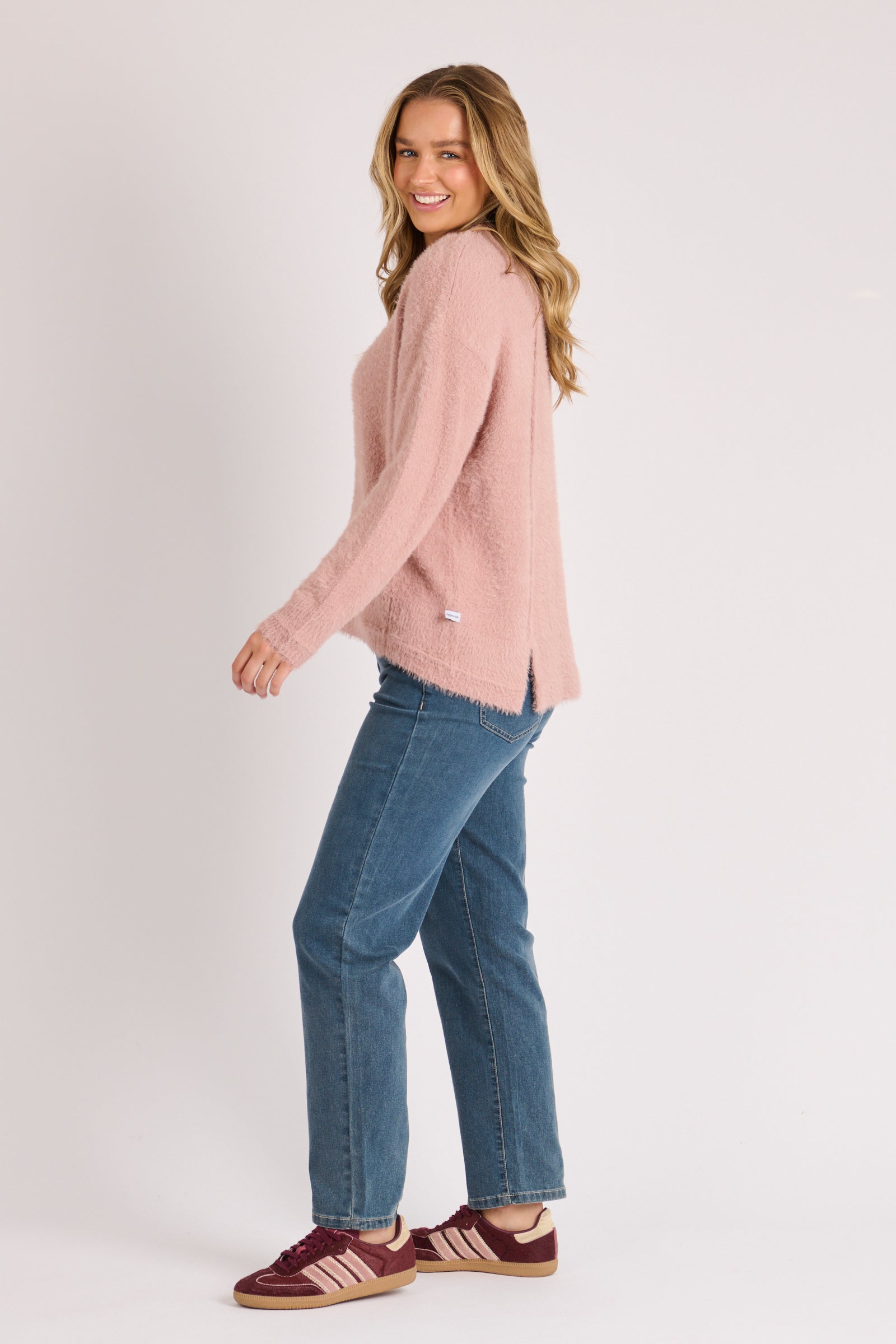One Ten Willow Panel Detail Jumper Dusty Rose - detail