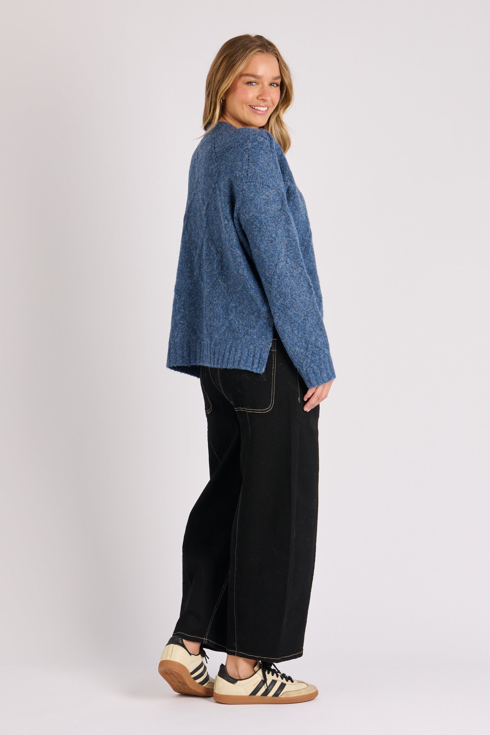 One Ten Willow Step Hem Jumper - Dark Blue (view 3)