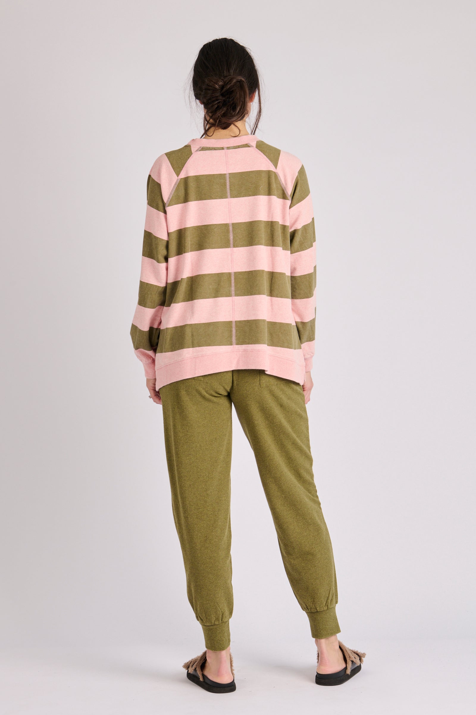 One Ten Willow Drop Side Top - Green Pink Stripe (view 2)